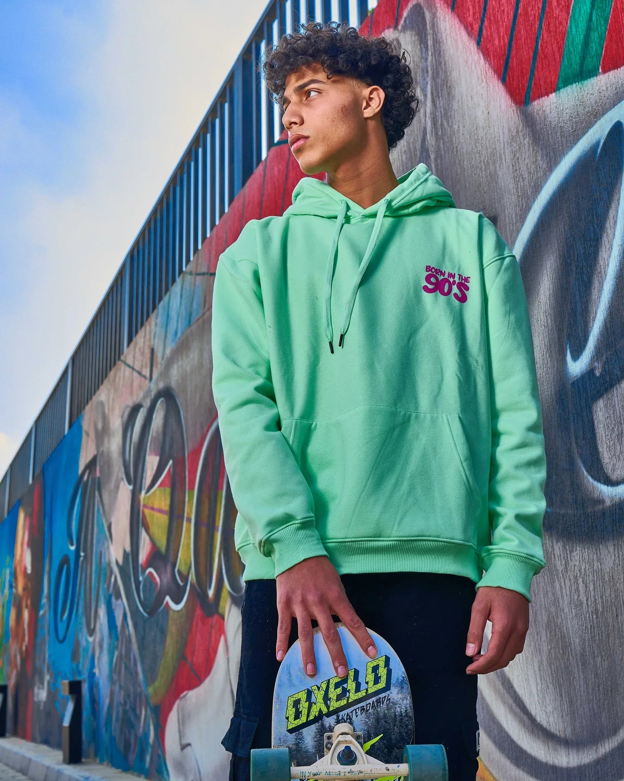 90'S Unisex Oversized Hoodie-mint Green - NAS Trends - Babazzaro