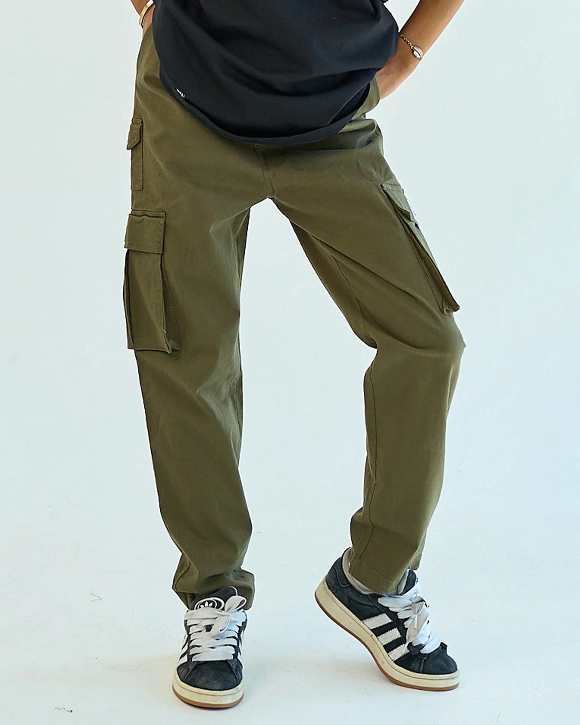 NAS Trends - Basic Unisex Cargo Pants - Dark Olive 4