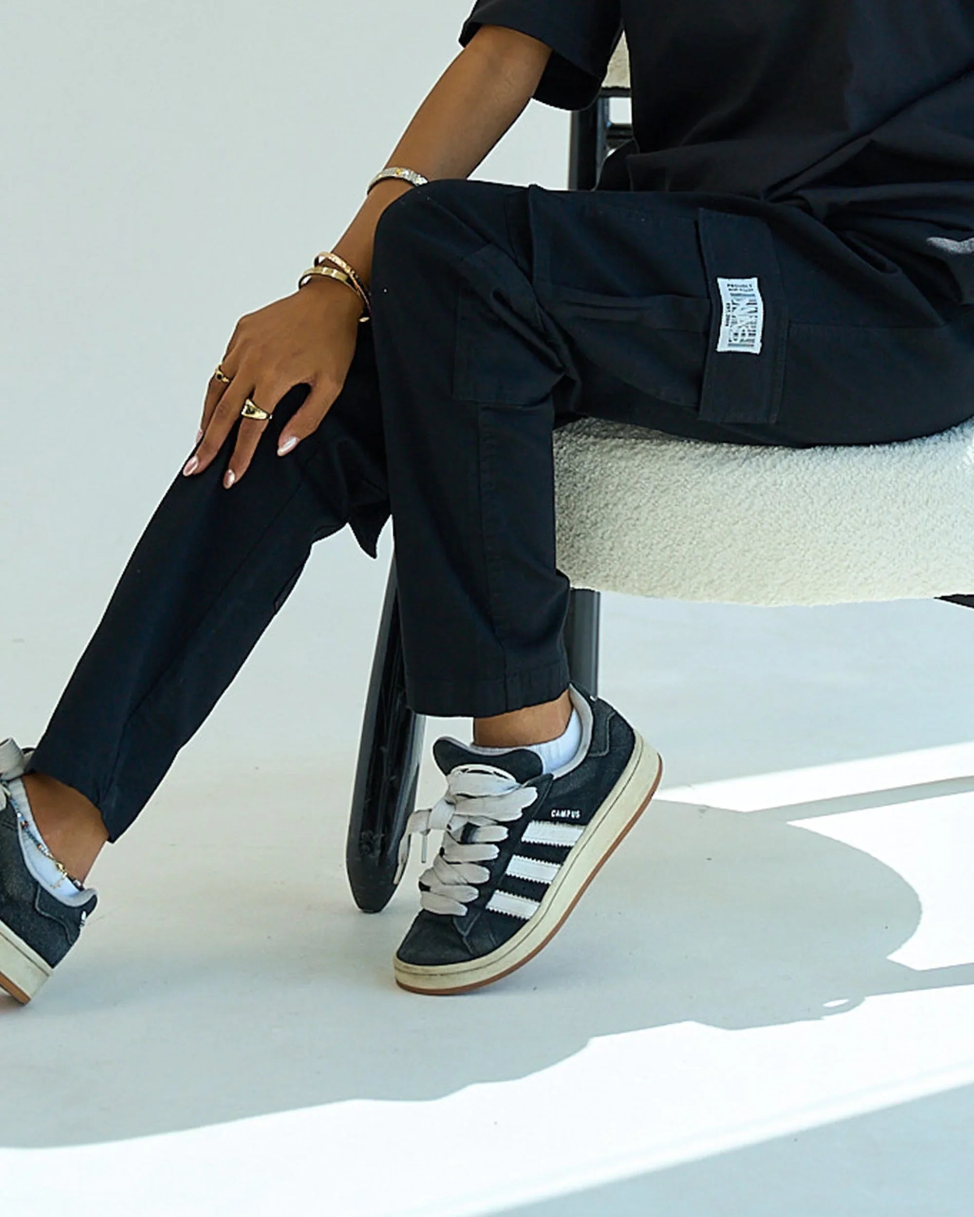 NAS Trends - Basic Unisex Cargo Pants - Black 1