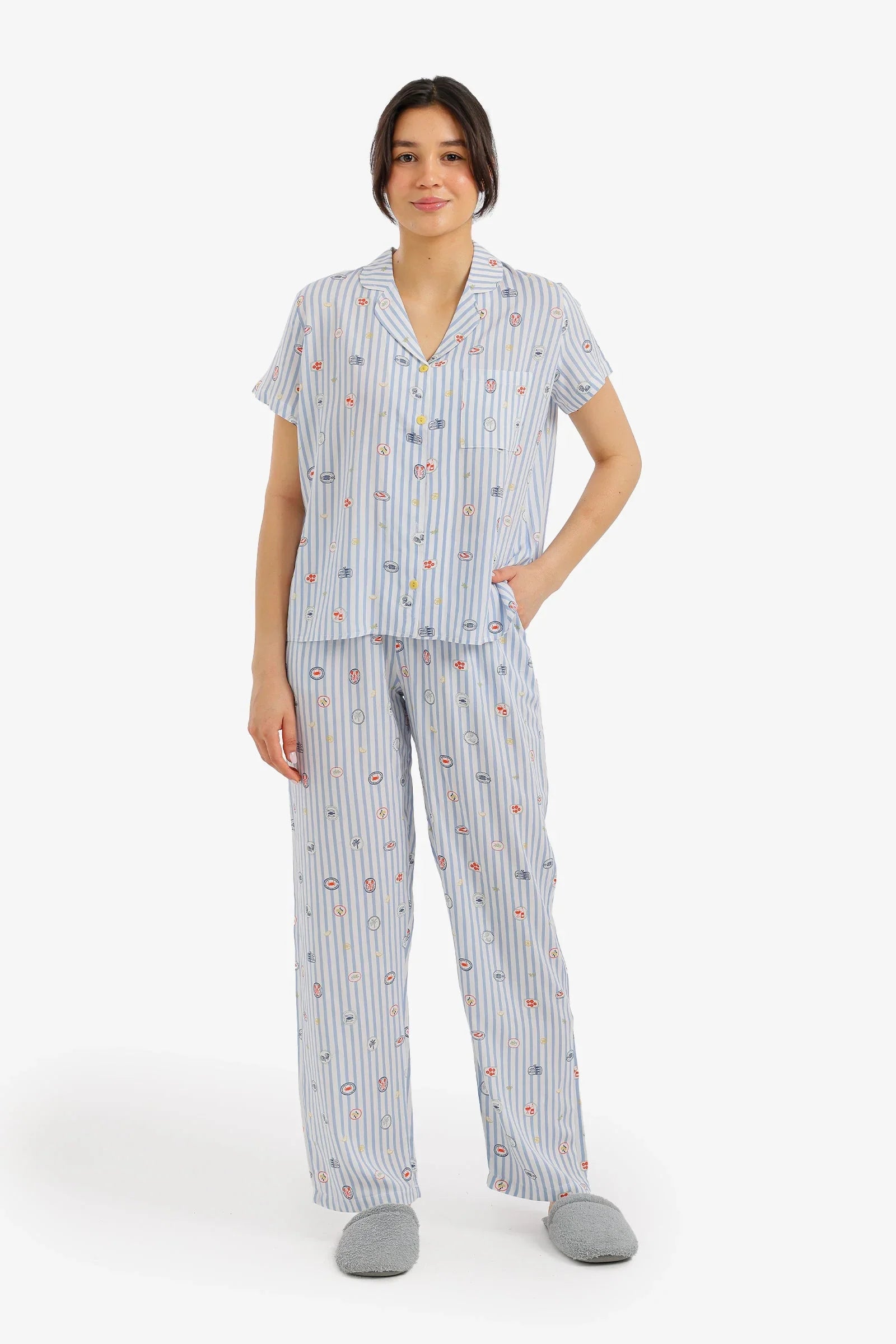 Striped Mini Print Pyjama Set - Carina - Babazzaro