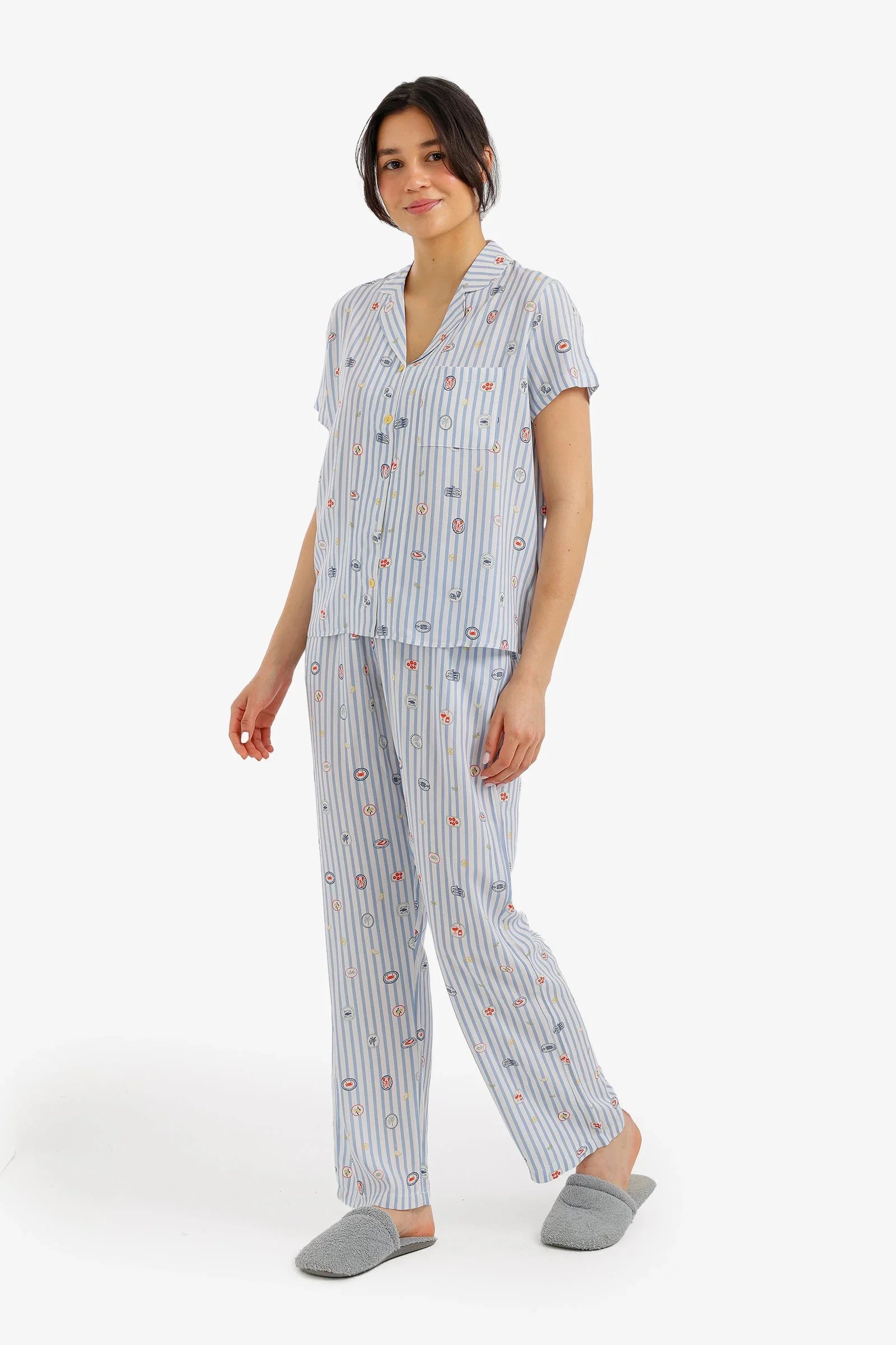 Striped Mini Print Pyjama Set - Carina - Babazzaro