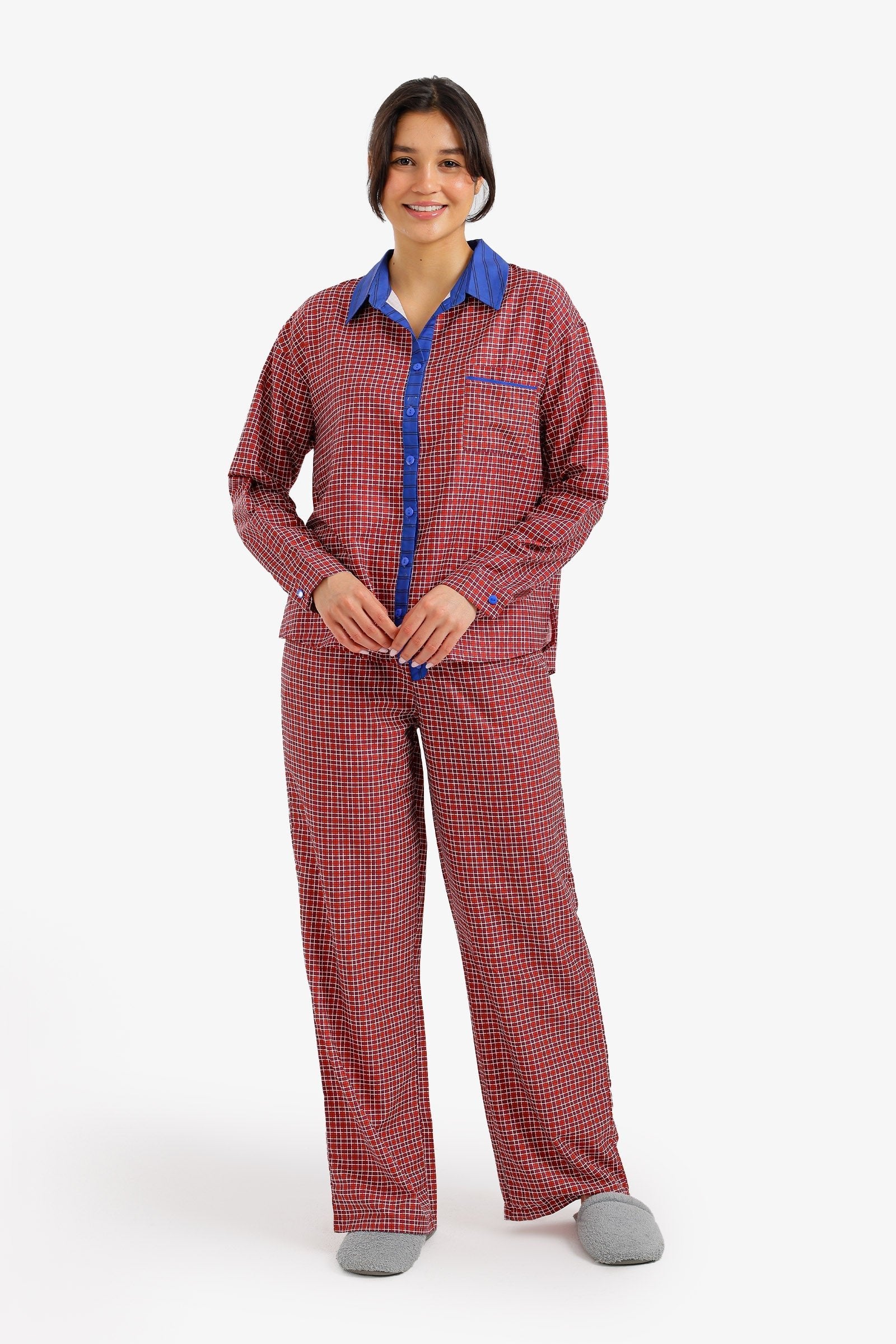 Checkered Relaxed Pajama Set - Carina - Babazzaro
