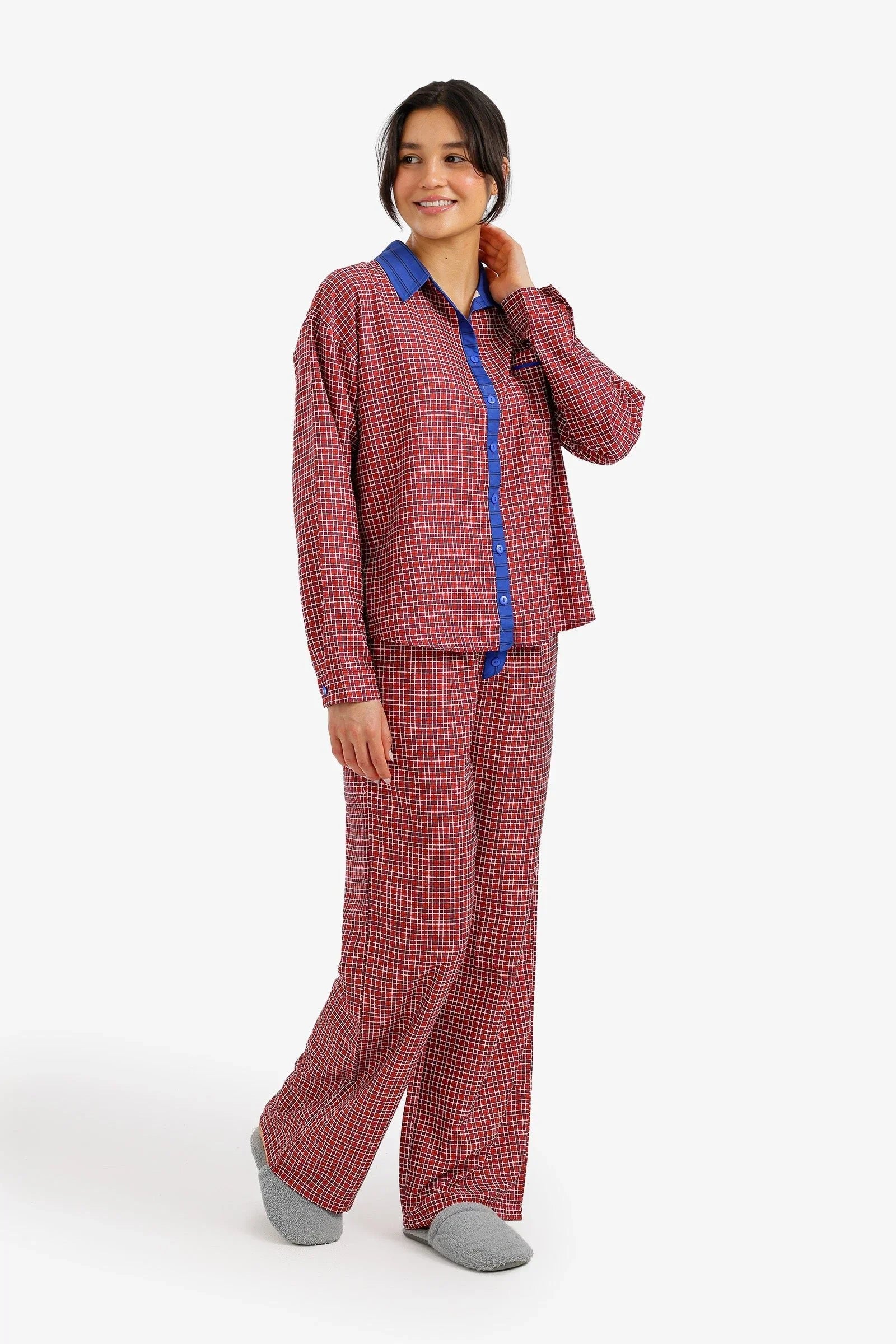 Checkered Relaxed Pajama Set - Carina - Babazzaro