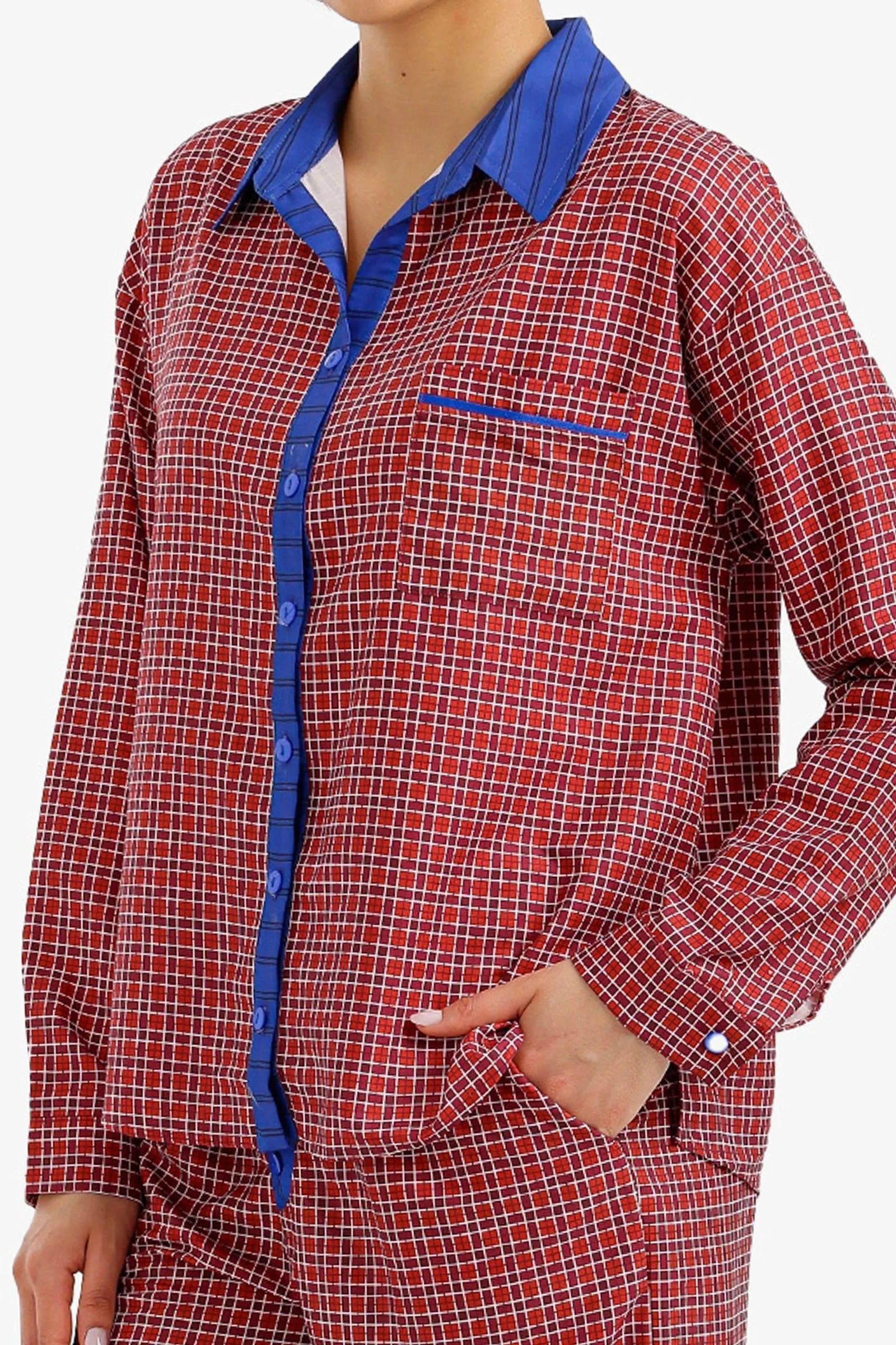 Checkered Relaxed Pajama Set - Carina - Babazzaro