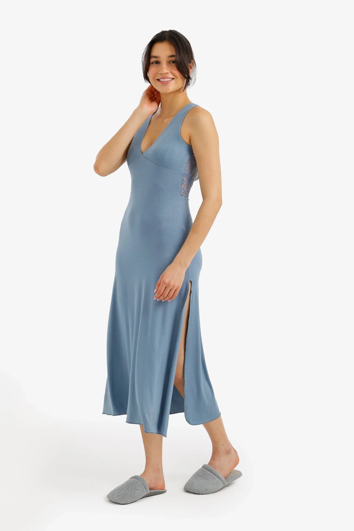 Side-Slit Midi Nightgown - Carina 25