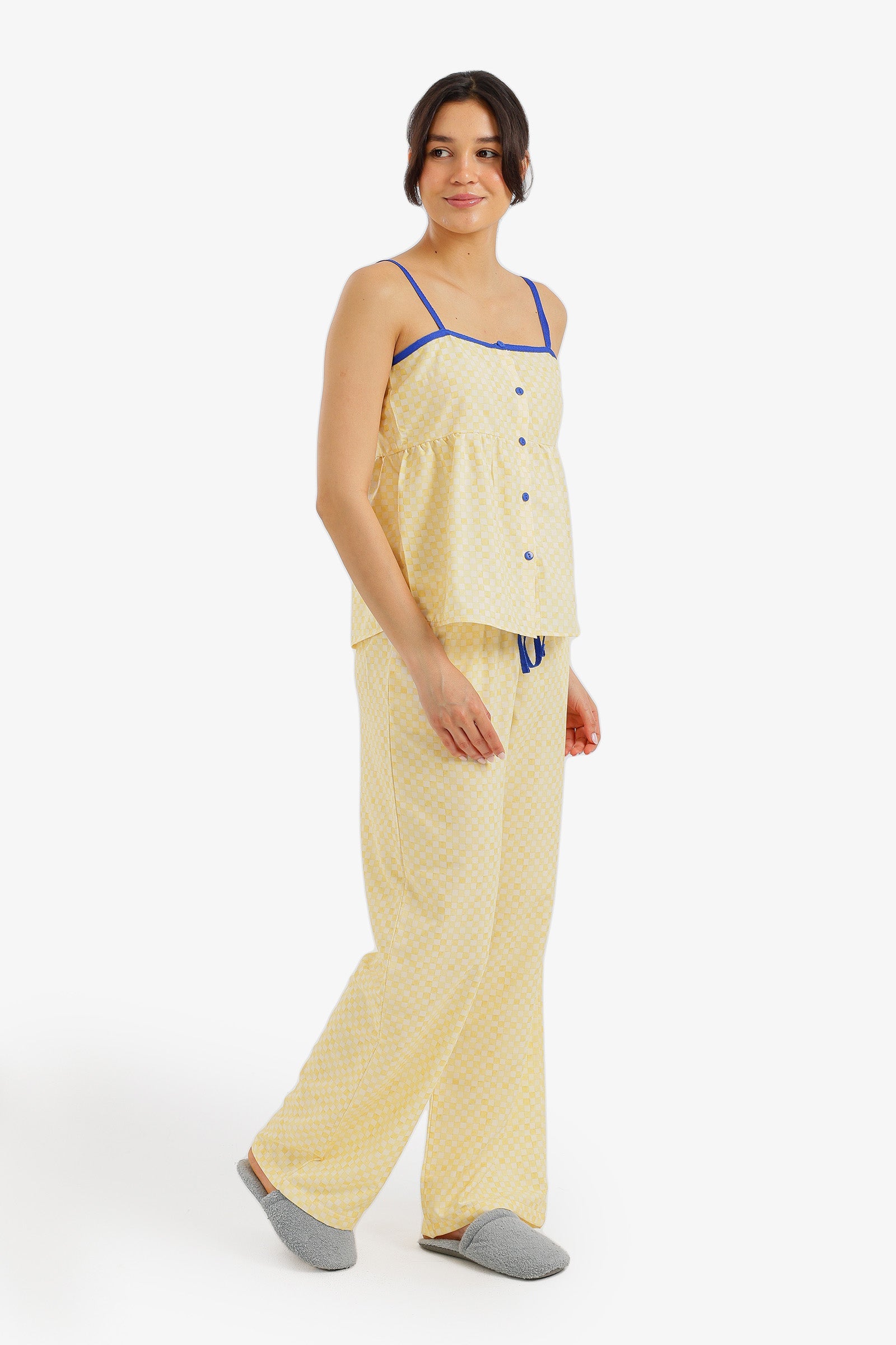 Sleeveless Checkered Pyjama Set - Carina - Babazzaro