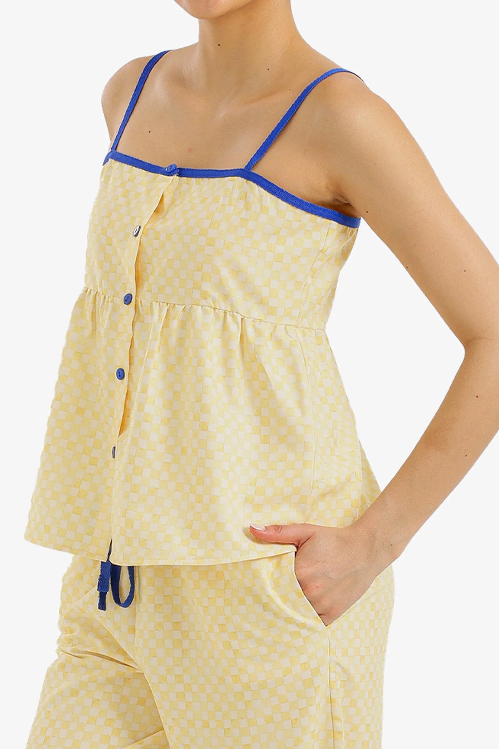 Sleeveless Checkered Pyjama Set - Carina - Babazzaro