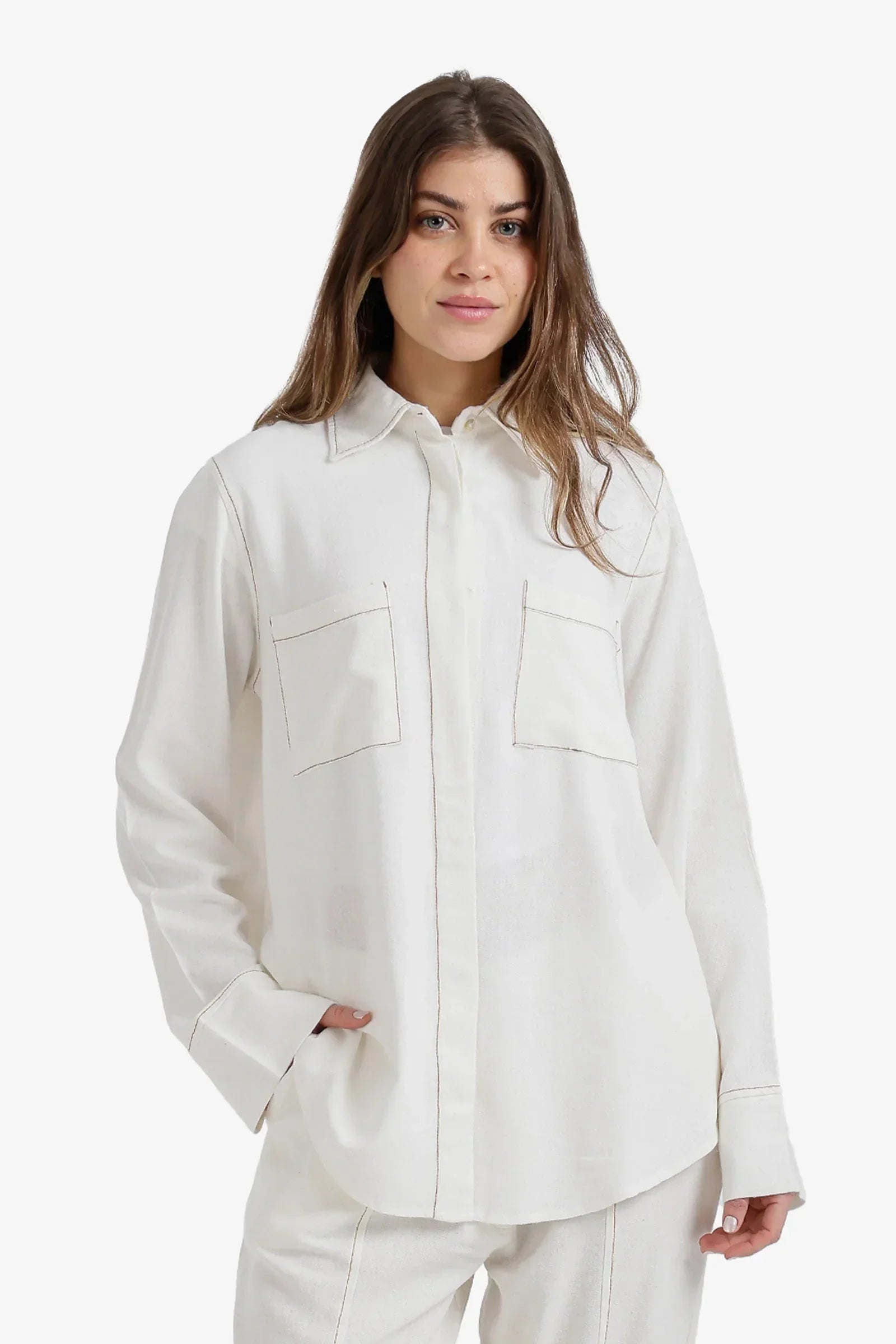 Carina - Contrast-Stitch Utility Shirt 1
