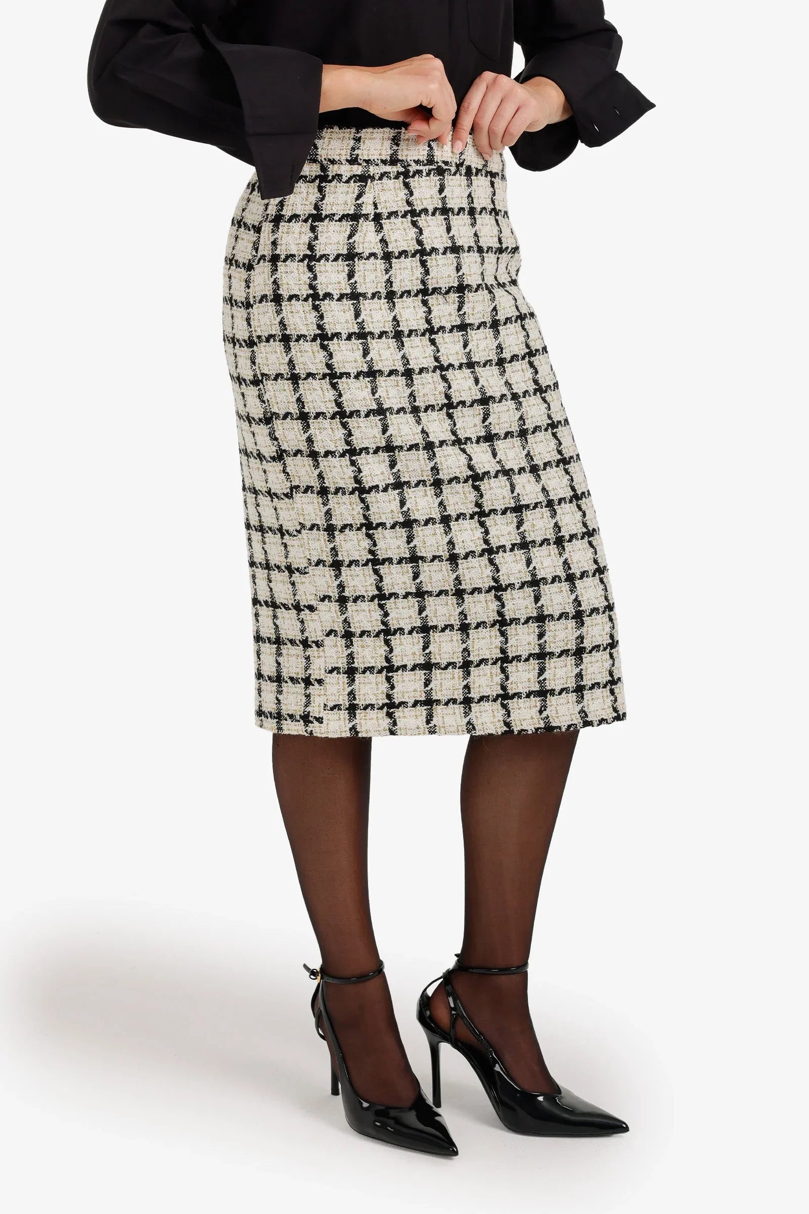 Houndstooth Pencil Skirt - Clue - Babazzaro