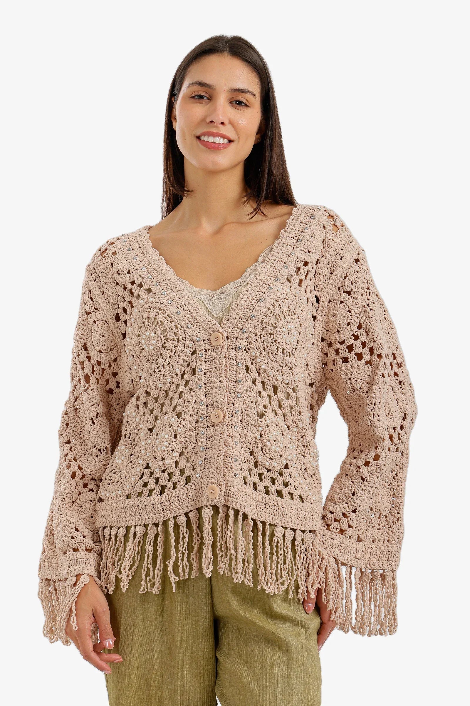 Fringed Crochet Kimono - Carina 5