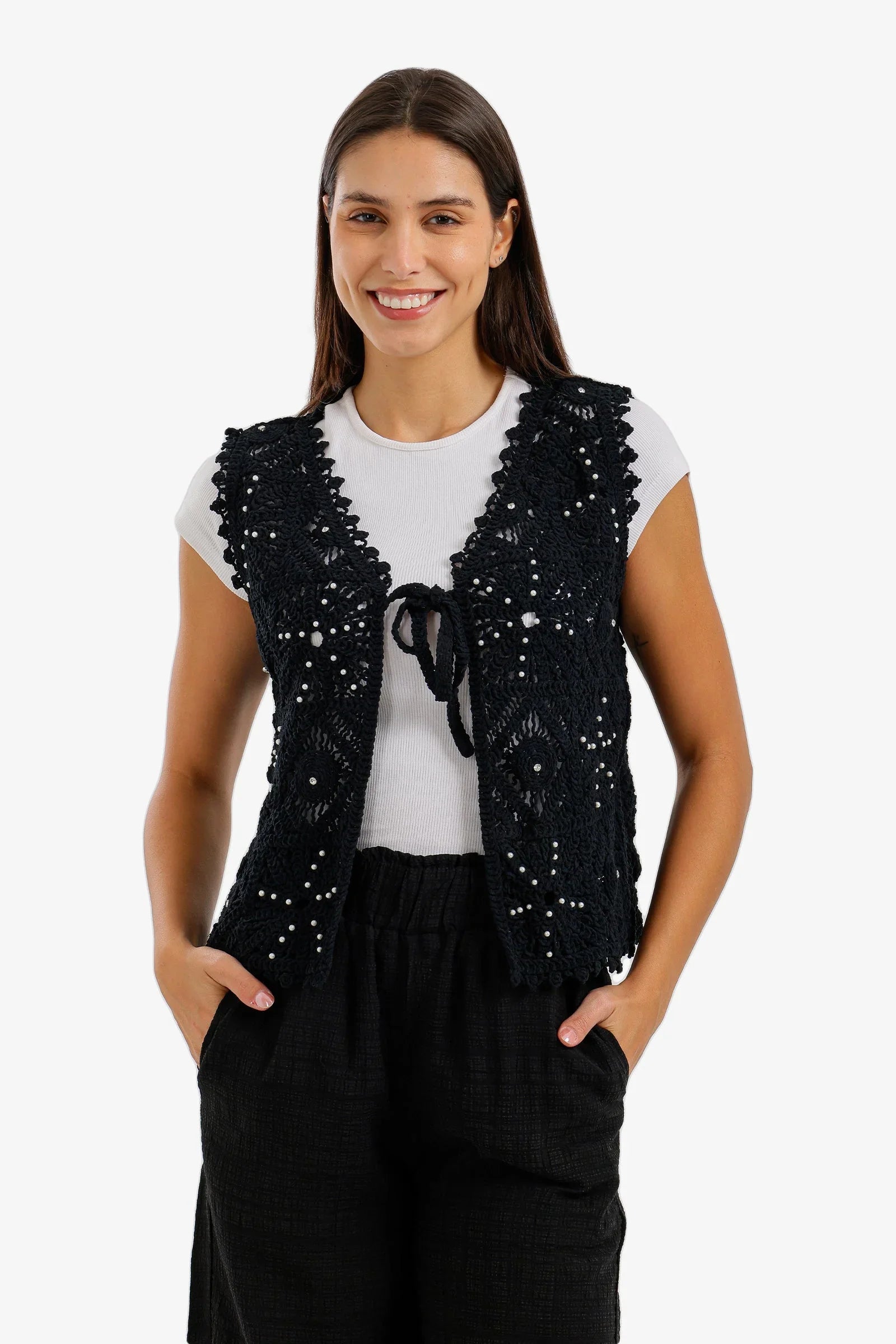 Tie-Front Crochet Kimono - Carina 1