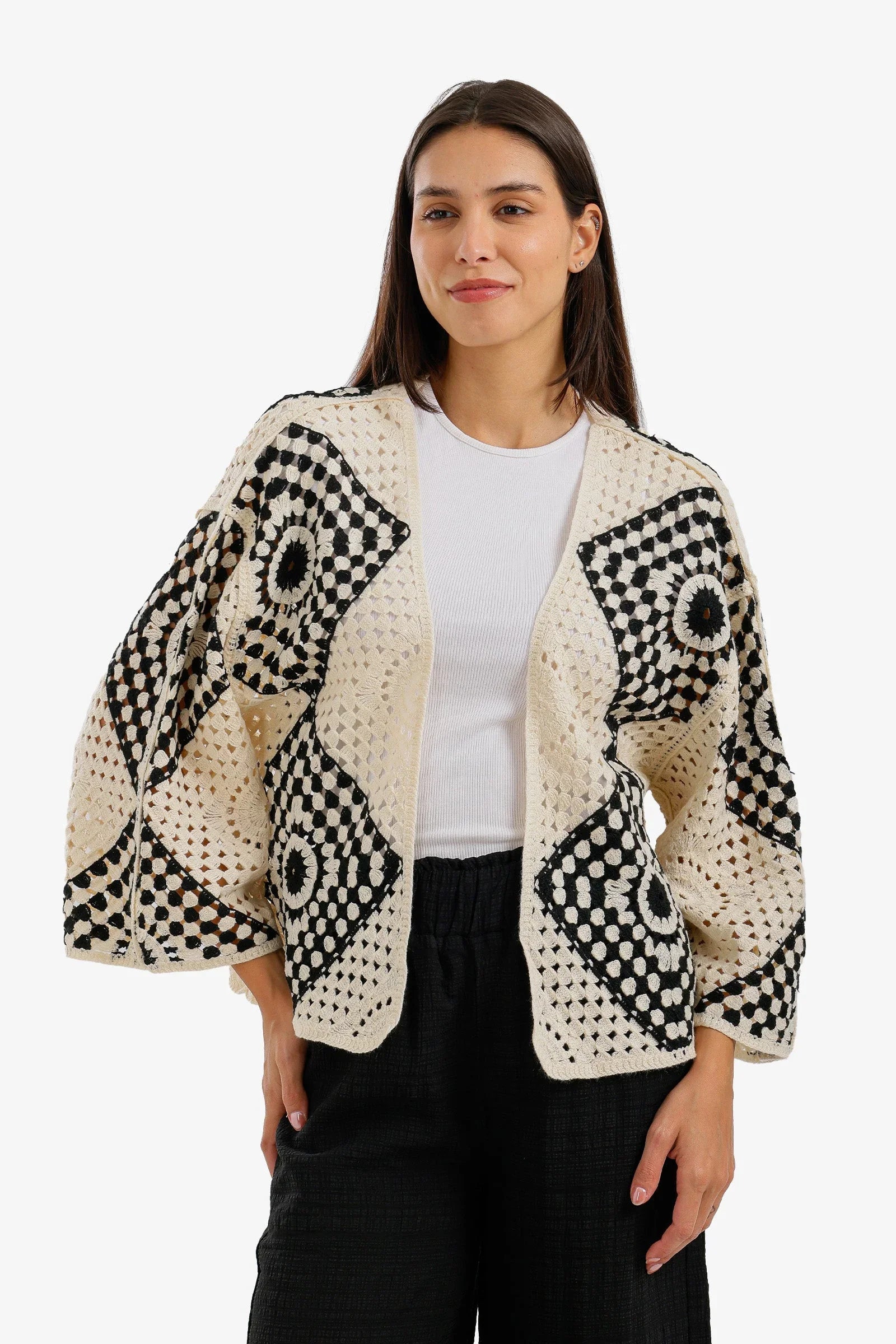 Two-Tone Crochet Kimono - Carina 5