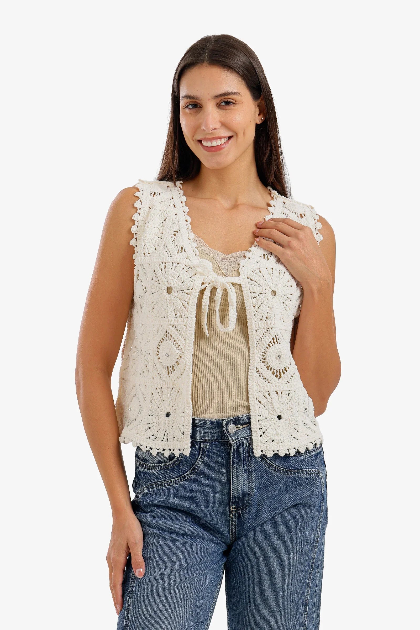 Tie-Front Crochet Kimono - Carina 5
