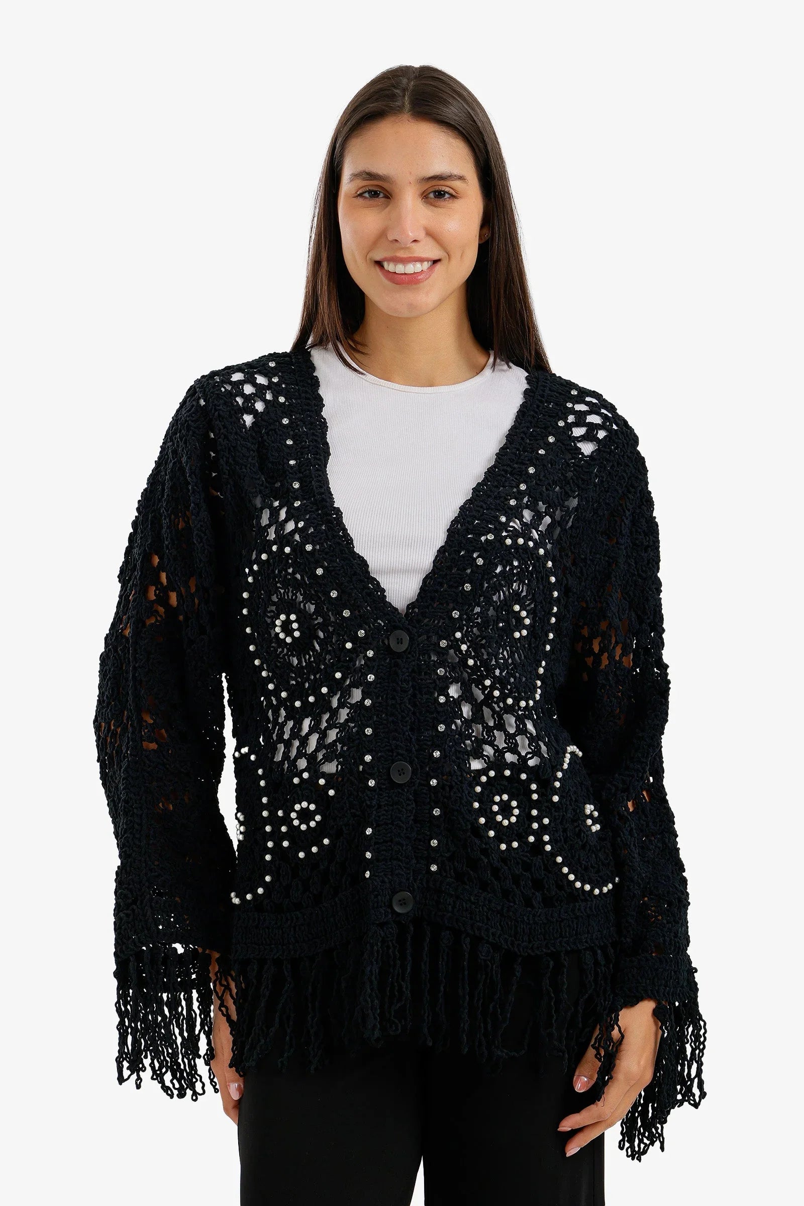 Fringed Crochet Kimono - Carina 4