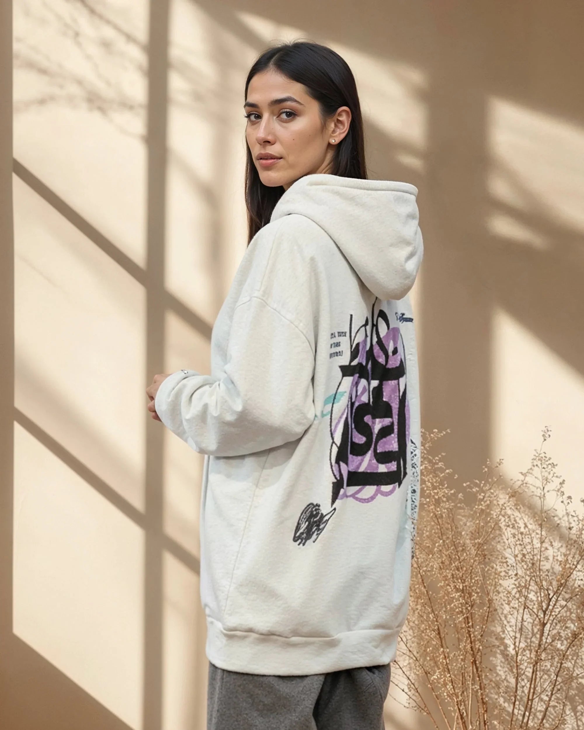 Khalsana Unisex Oversized Hoodie - Off White W - NAS Trends 2