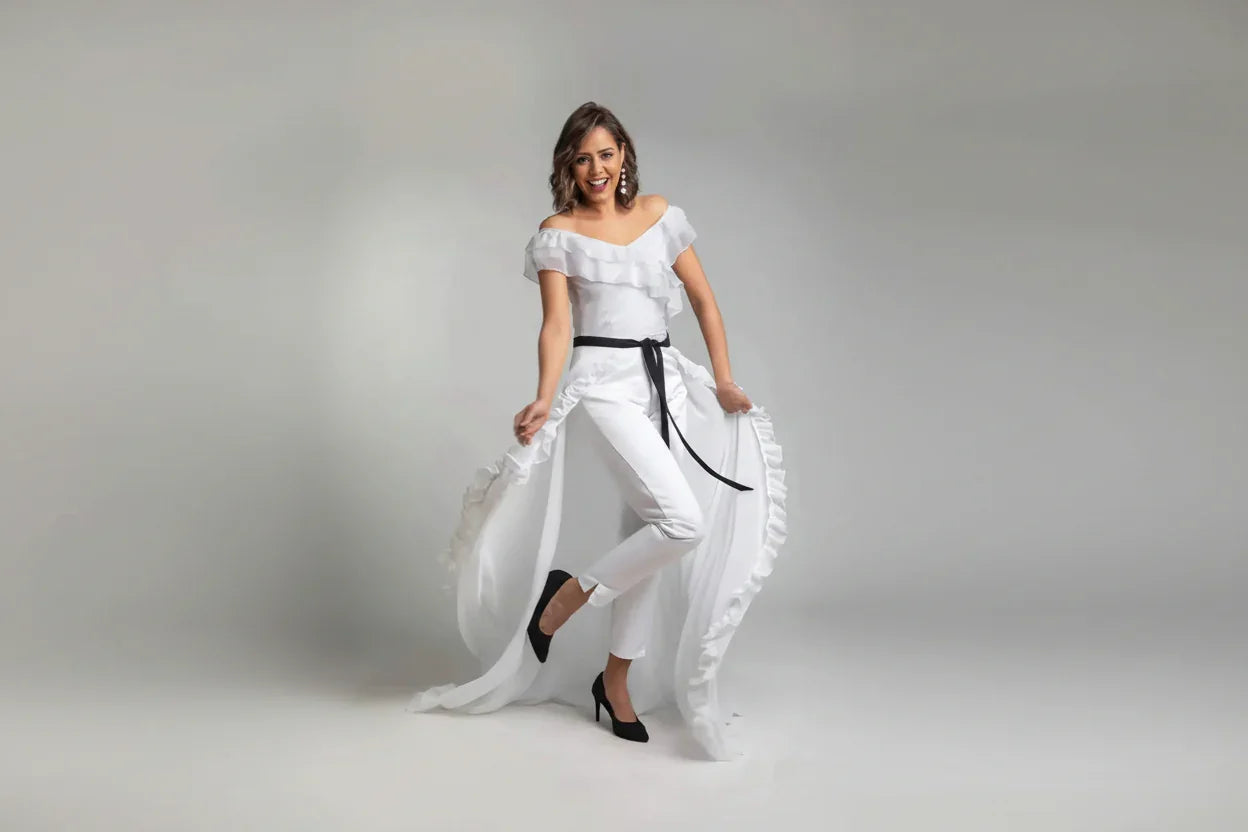 Reehan - Ruffled jumpsuit, separate overskirt 1