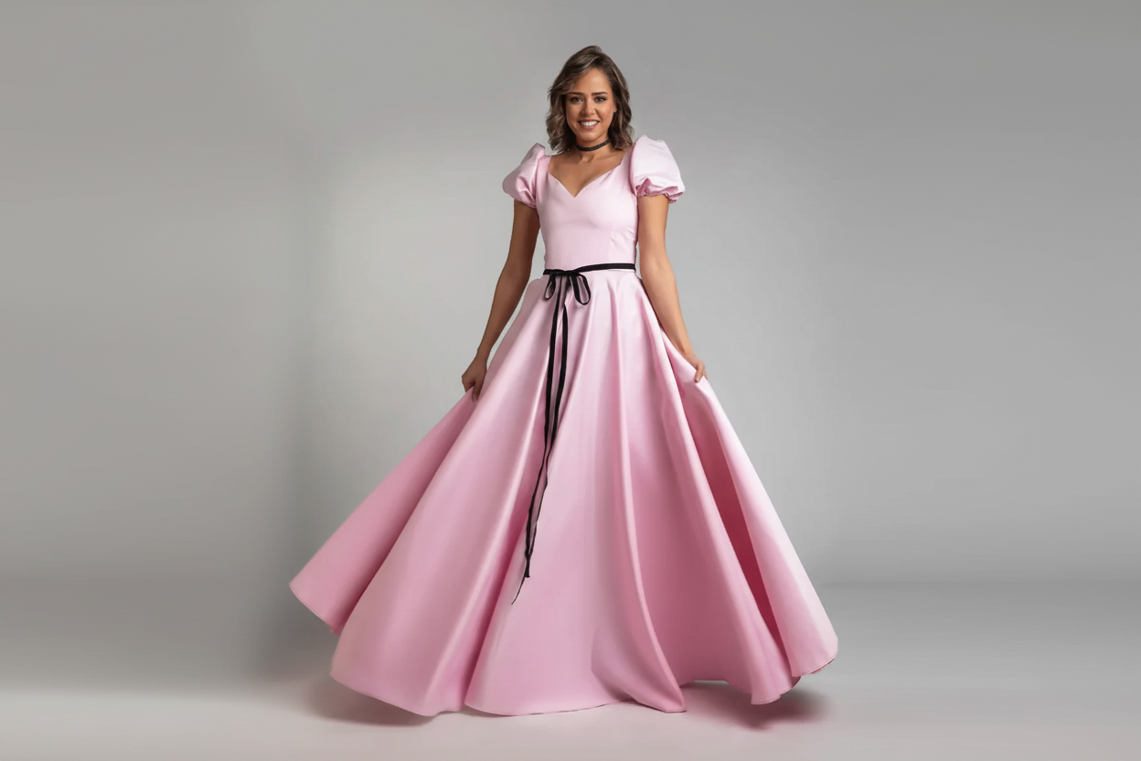 Reehan - A-Line puffed sleeve dress 1