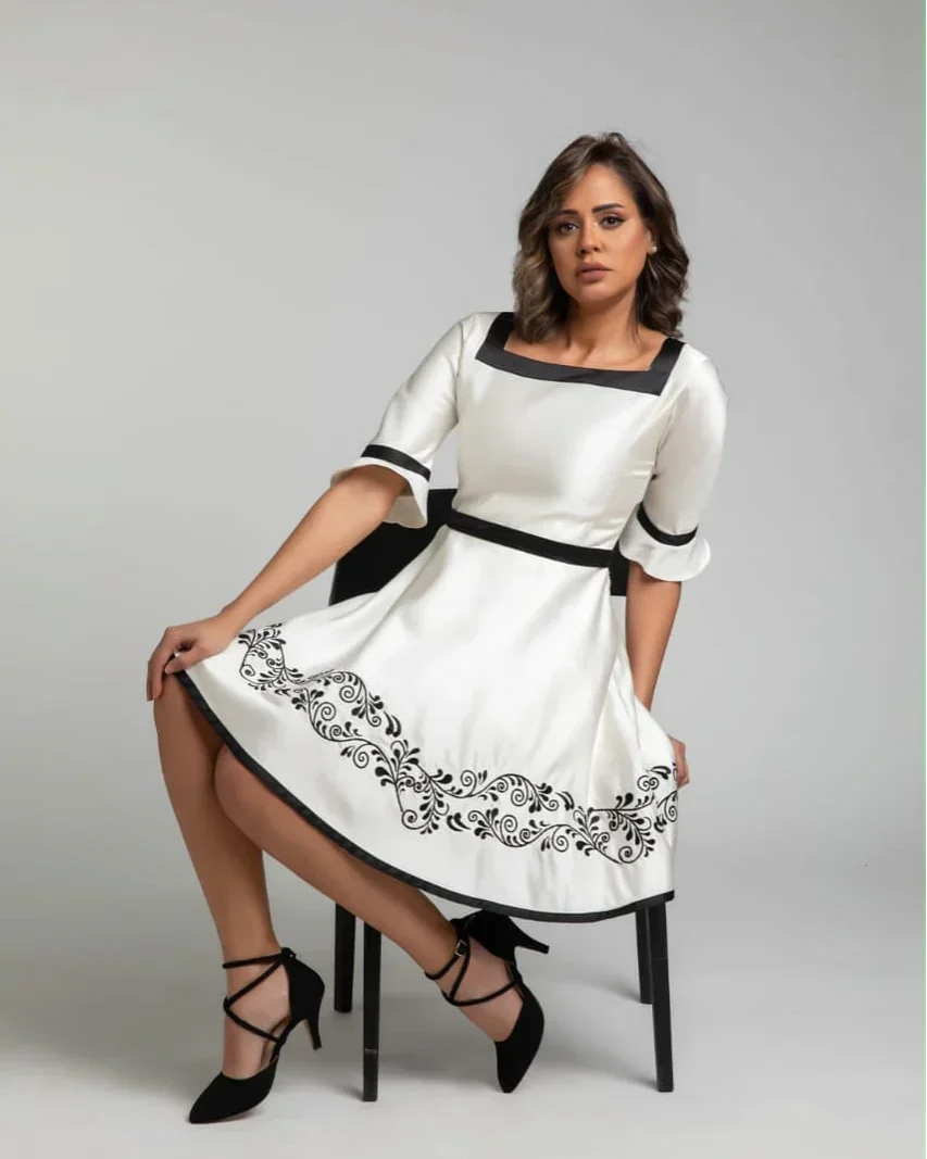 A-Line embroidered dress - Reehan