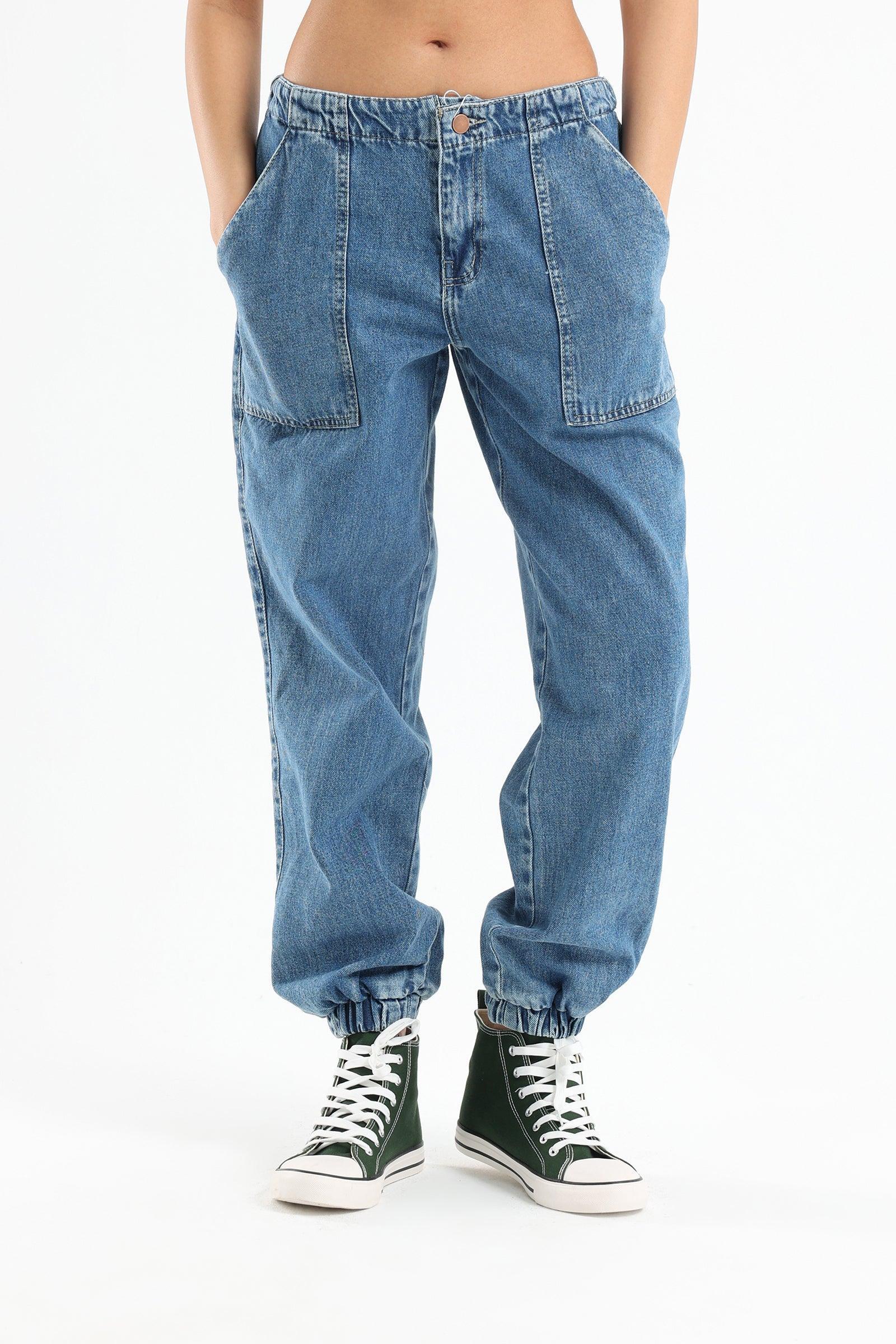 Clue - Denim Jogger with Button Closure 1