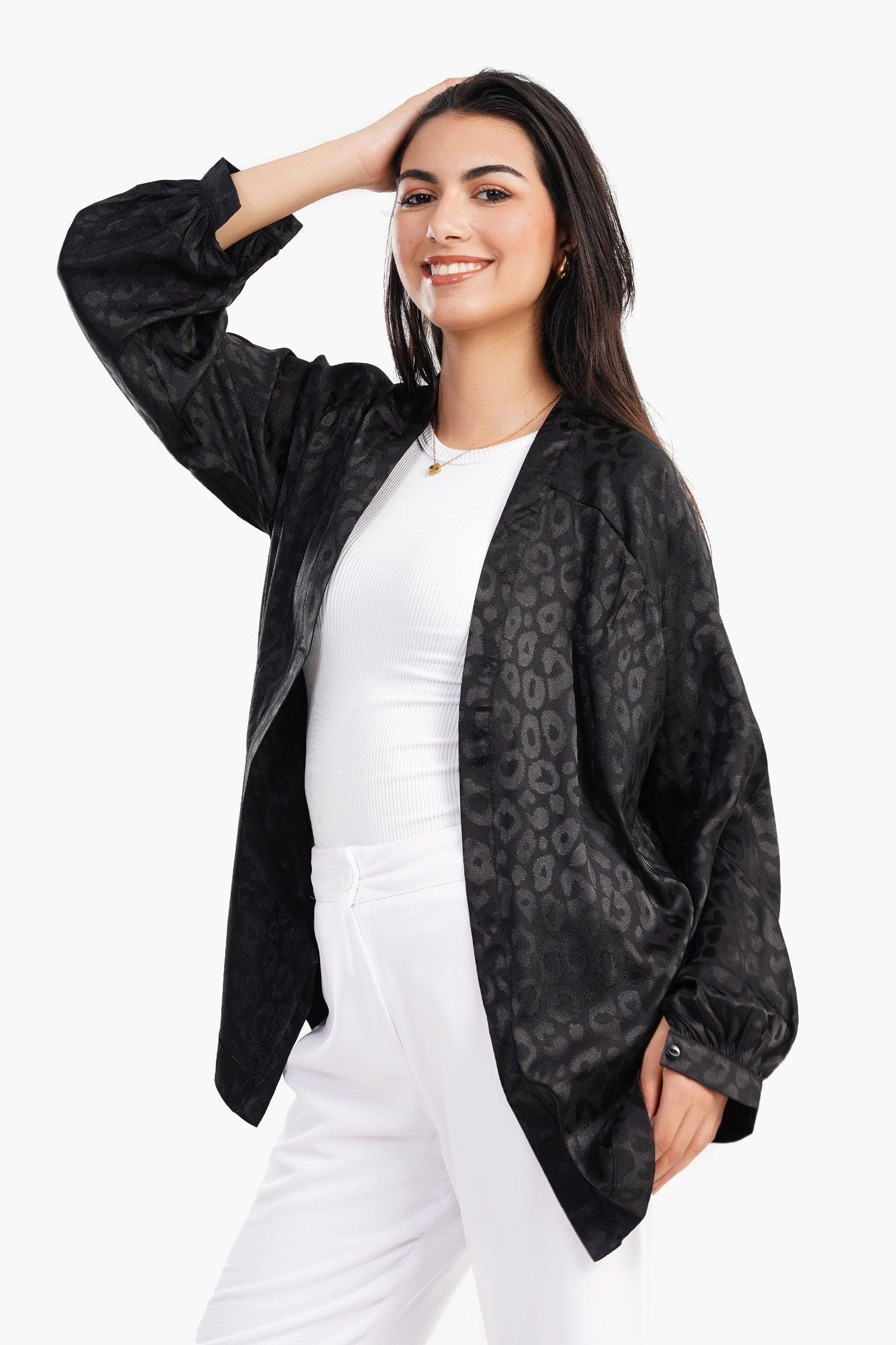 Clue - Open Front Satin Cardigan 1