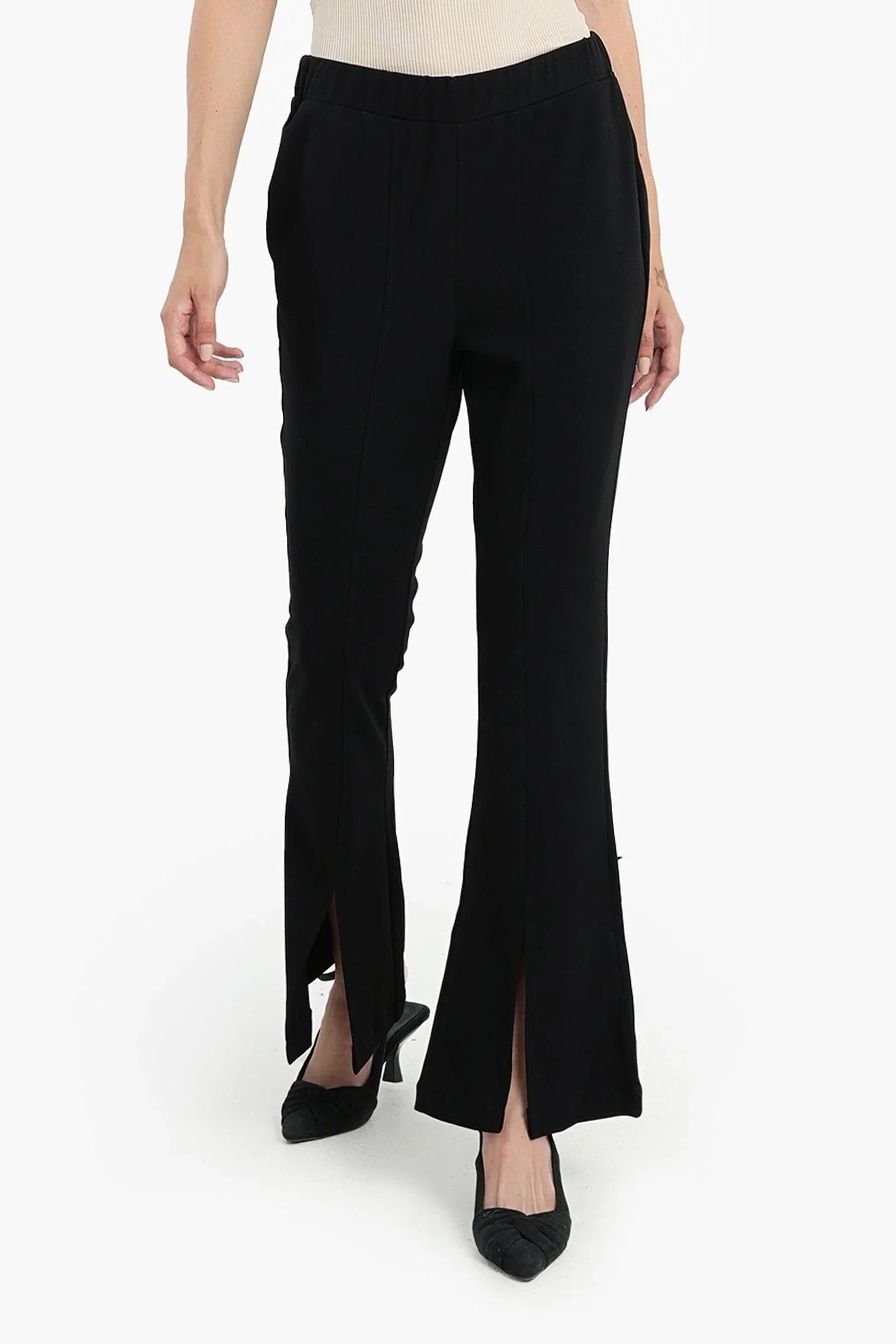 Clue - Black Flare Pants with Slits 1