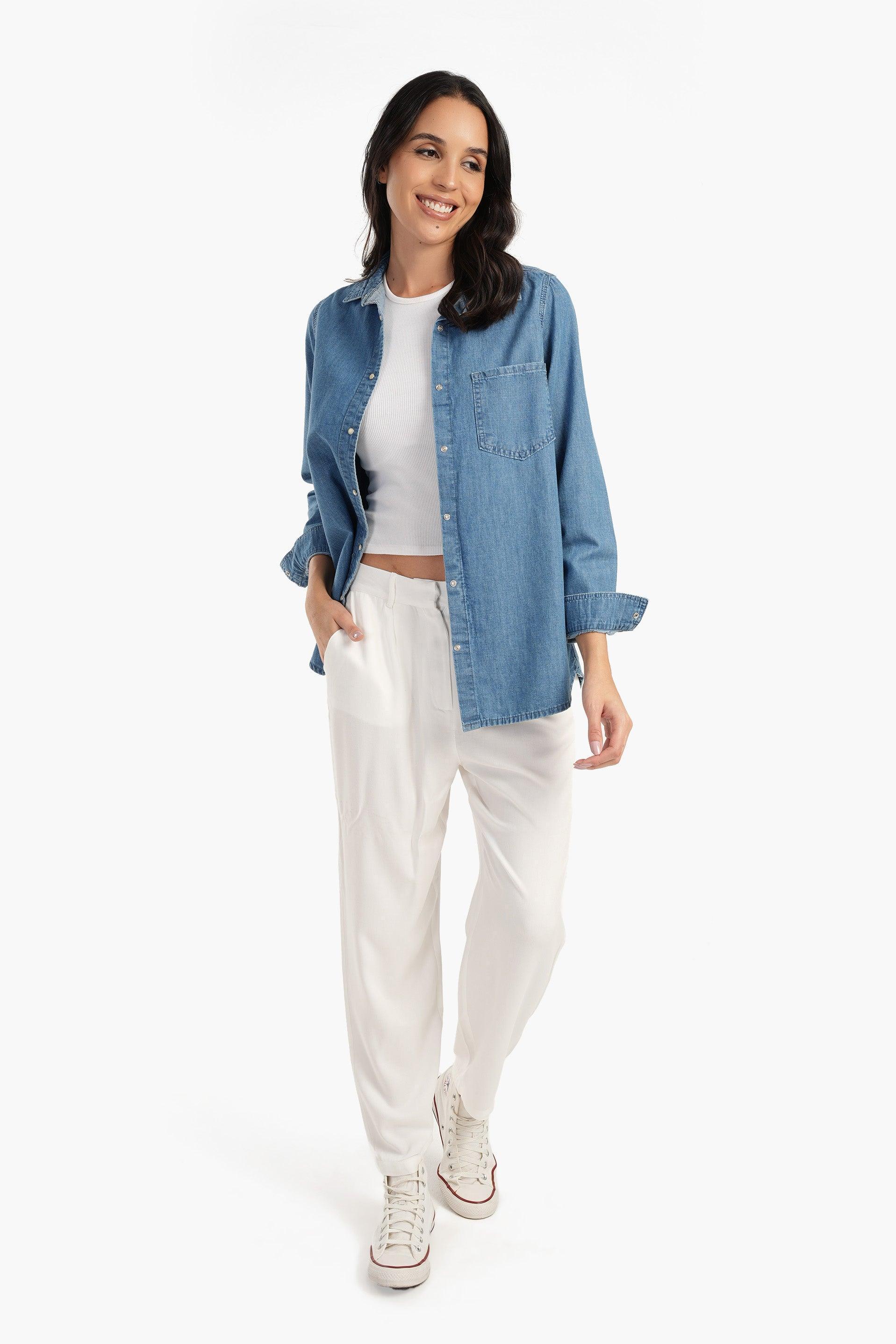 Clue - Denim Shirt with Snap Buttons 1