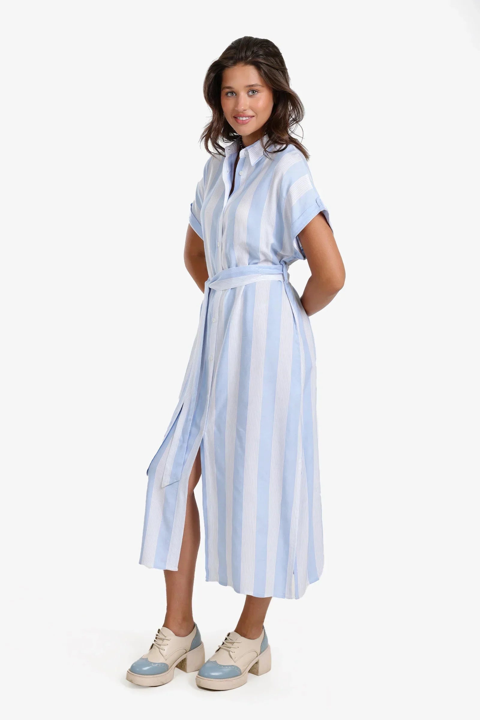 Clue - Voile Striped Shirt Dress 6