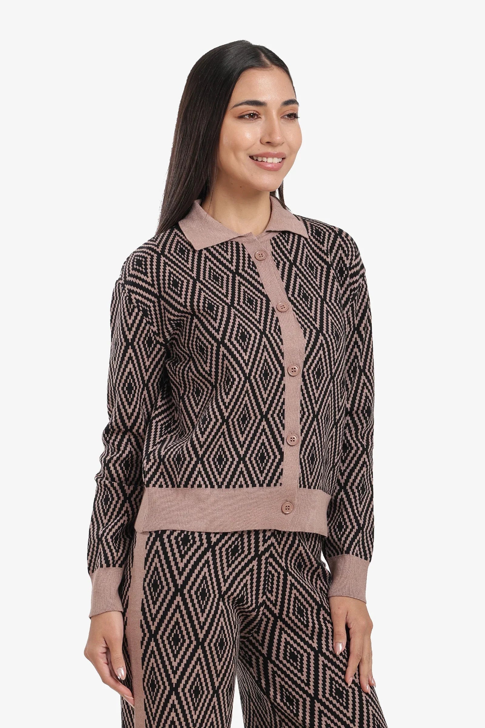 Carina - Diamond Pattern Lounge Cardigan 2