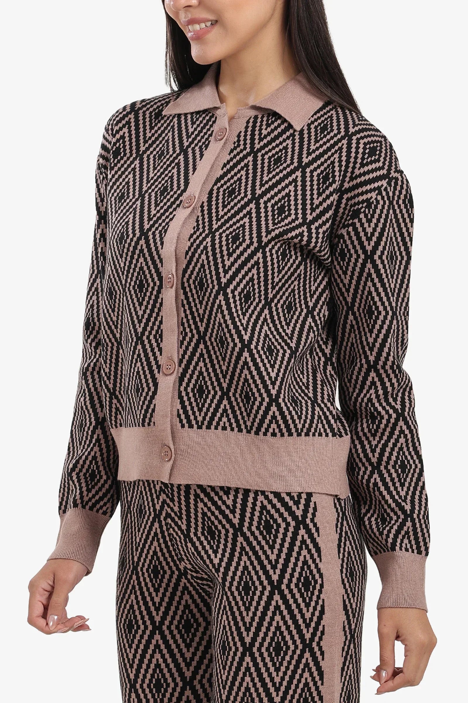 Carina - Diamond Pattern Lounge Cardigan 4