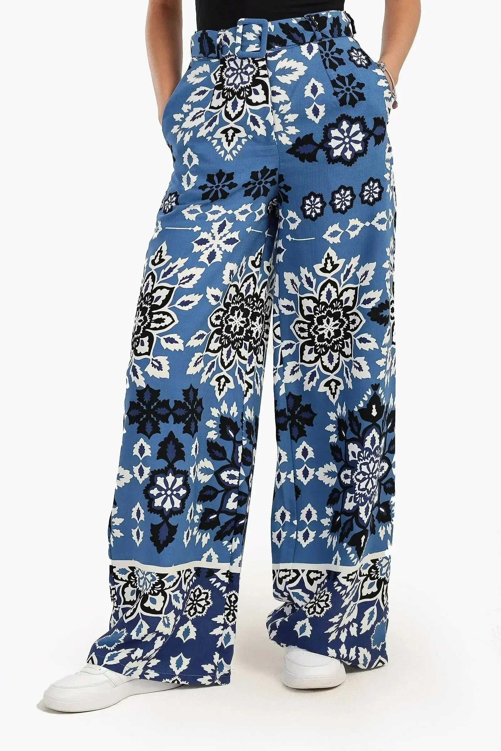 Carina - All Over Printed Pants with Belt 5