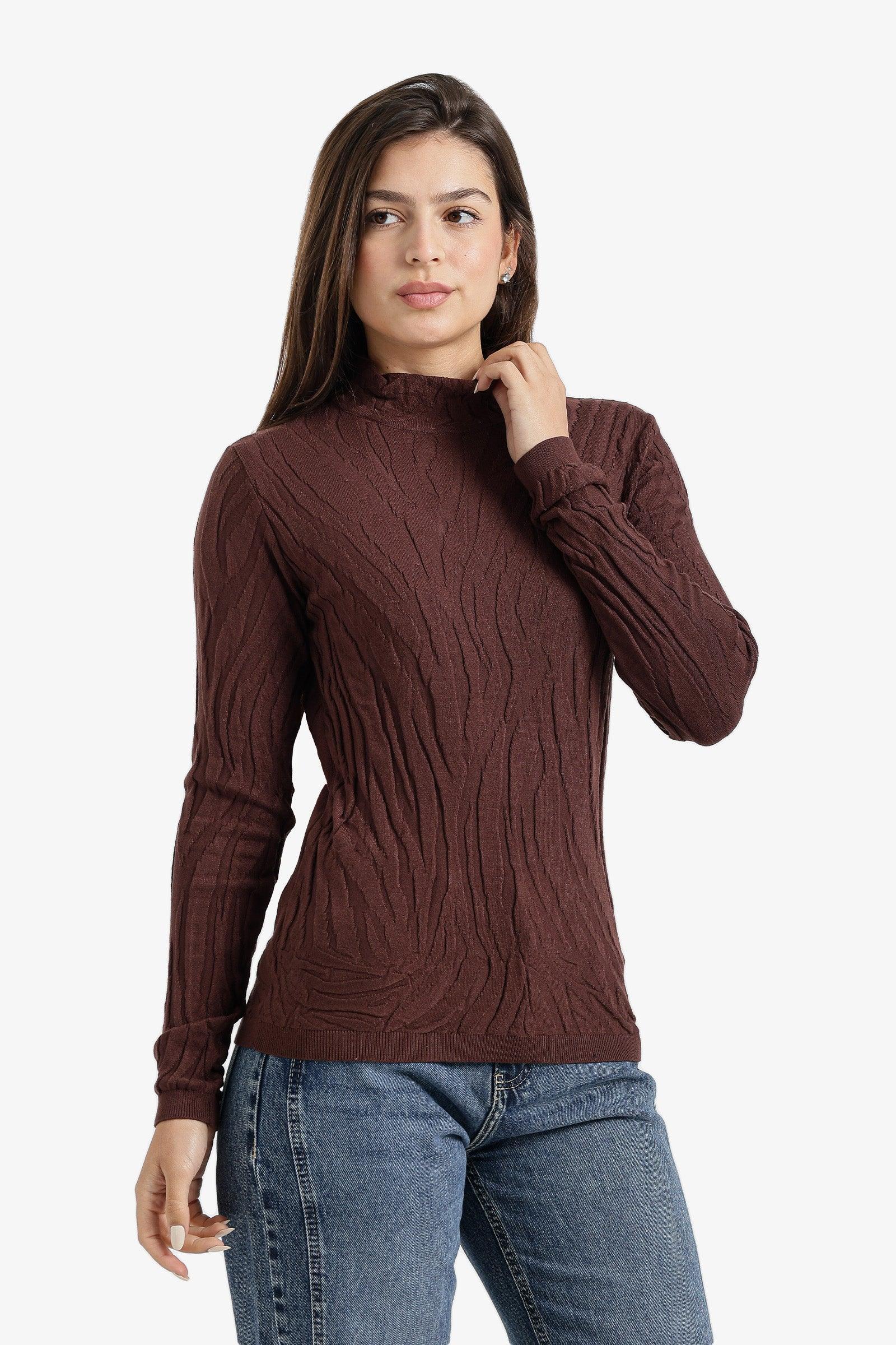 Carina - Textured Mock-Neck Pullover 1