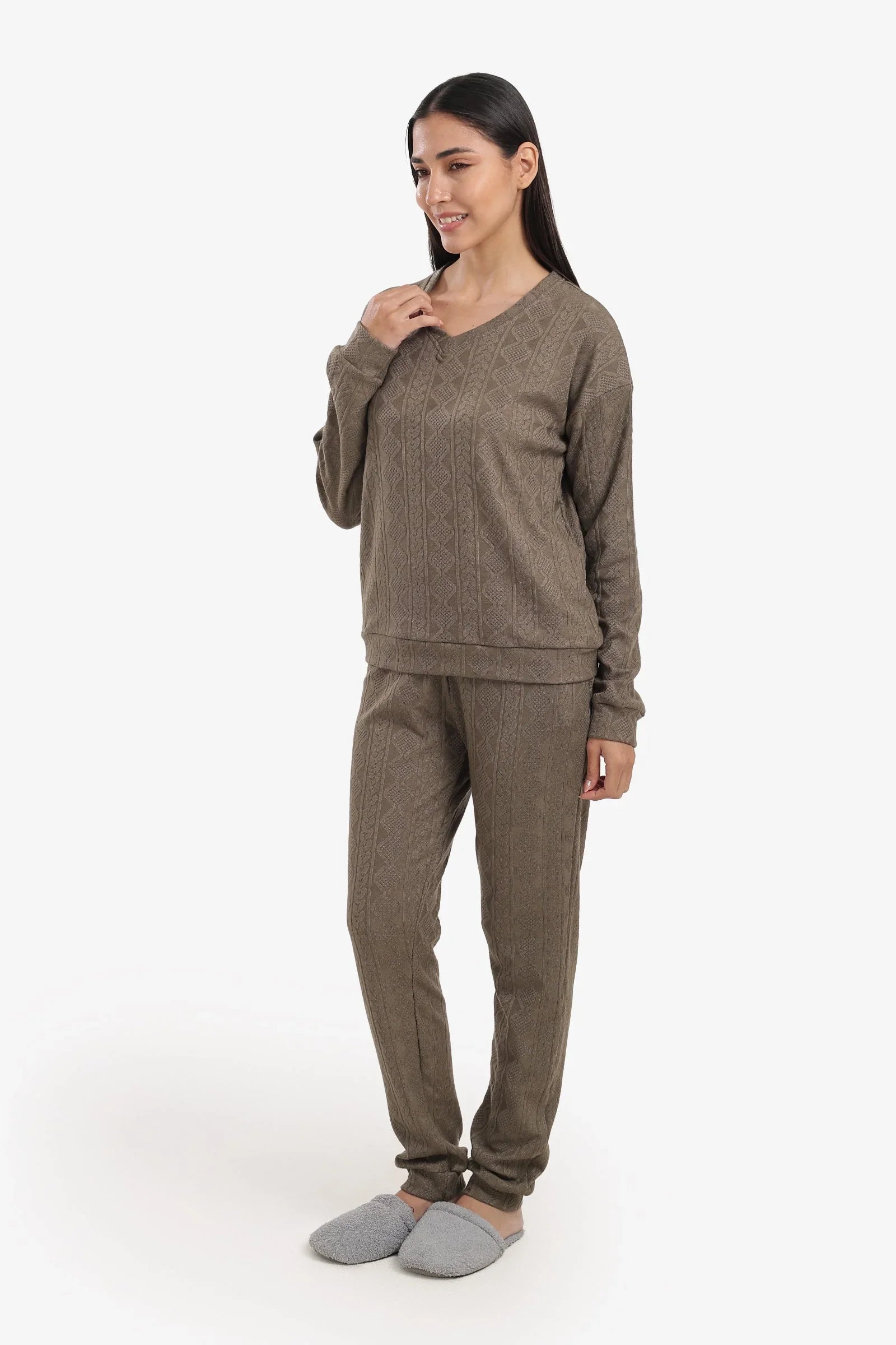 Carina - Cable Knit Pattern Pyjama Set 14