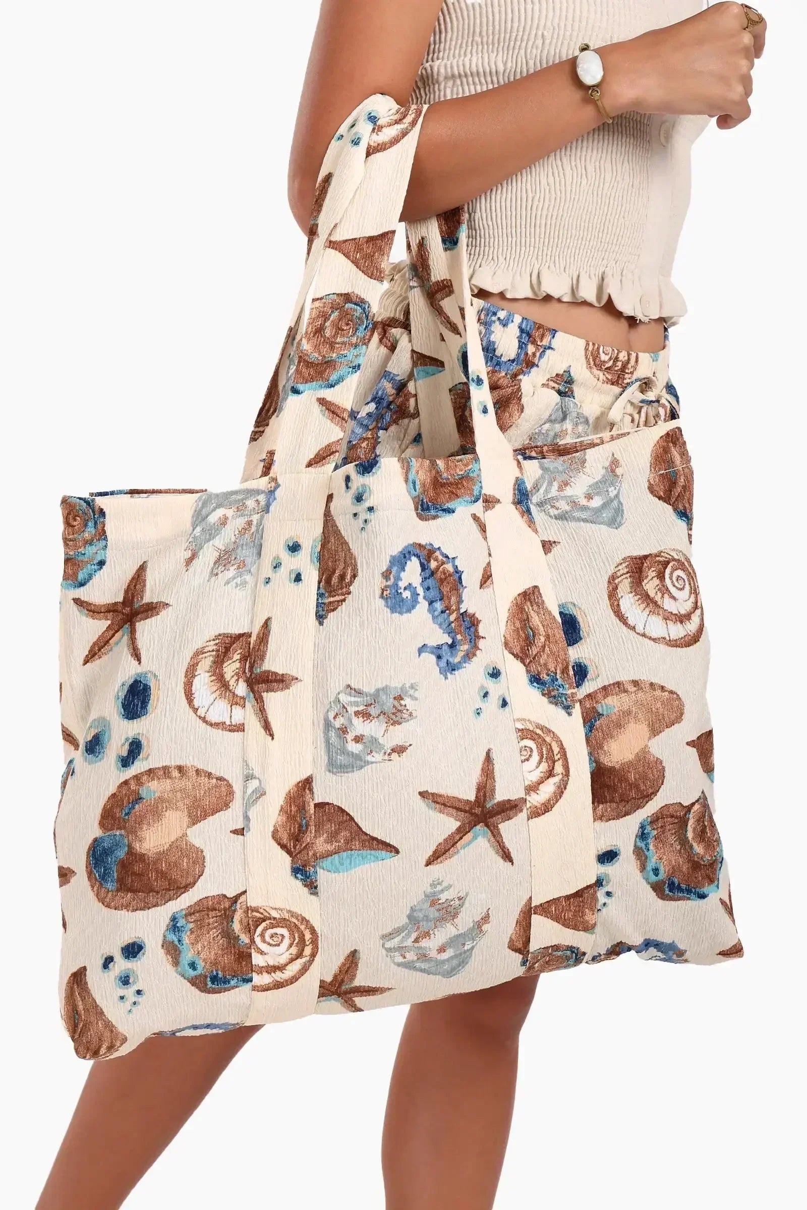 Carina - Seashell Print Beach Tote Bag 2