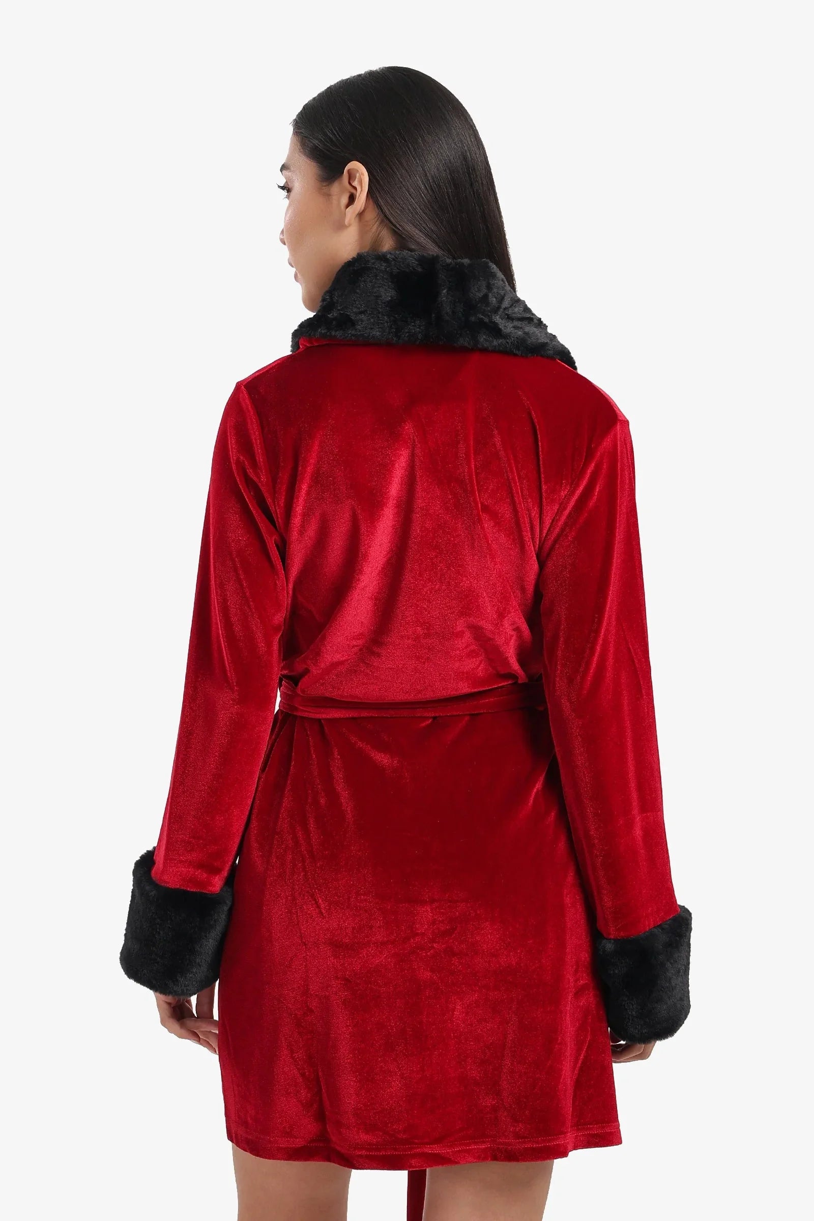 Carina - Velvet Robe with Fur Trim 10