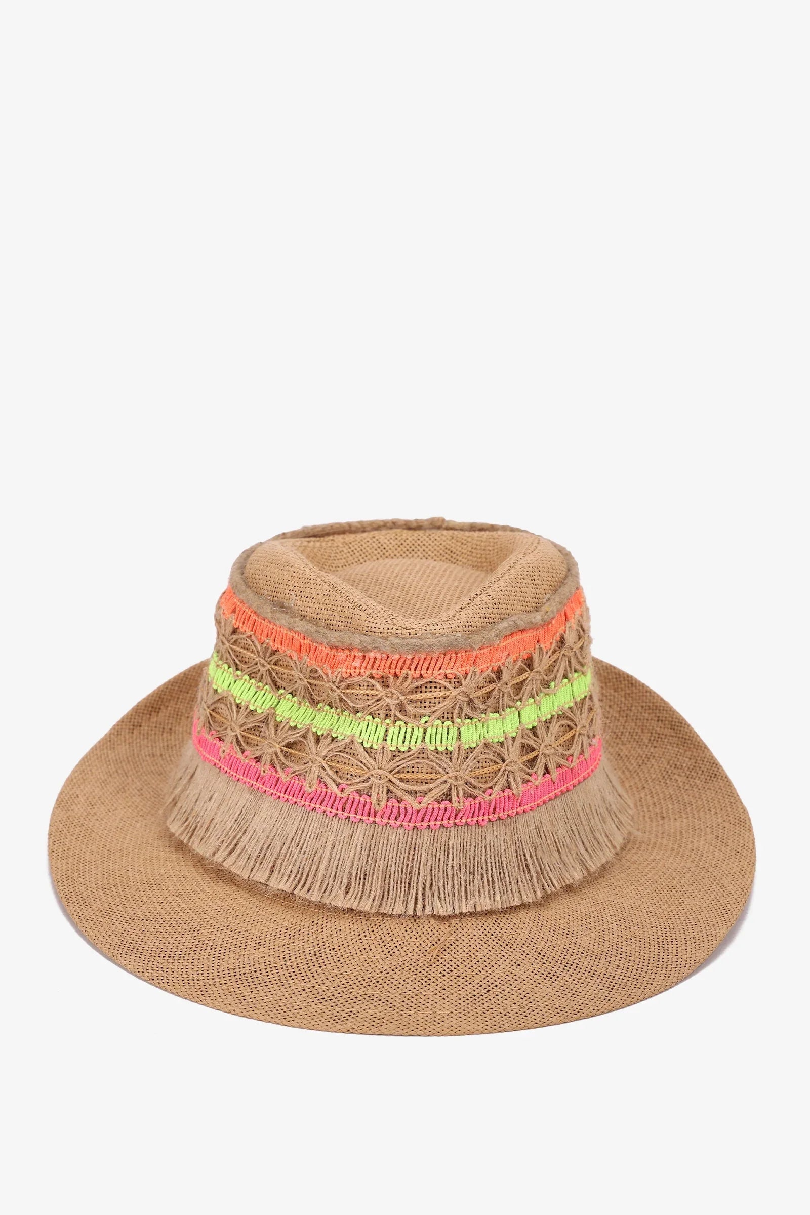 Carina - Fringed Straw Beach Hat 1