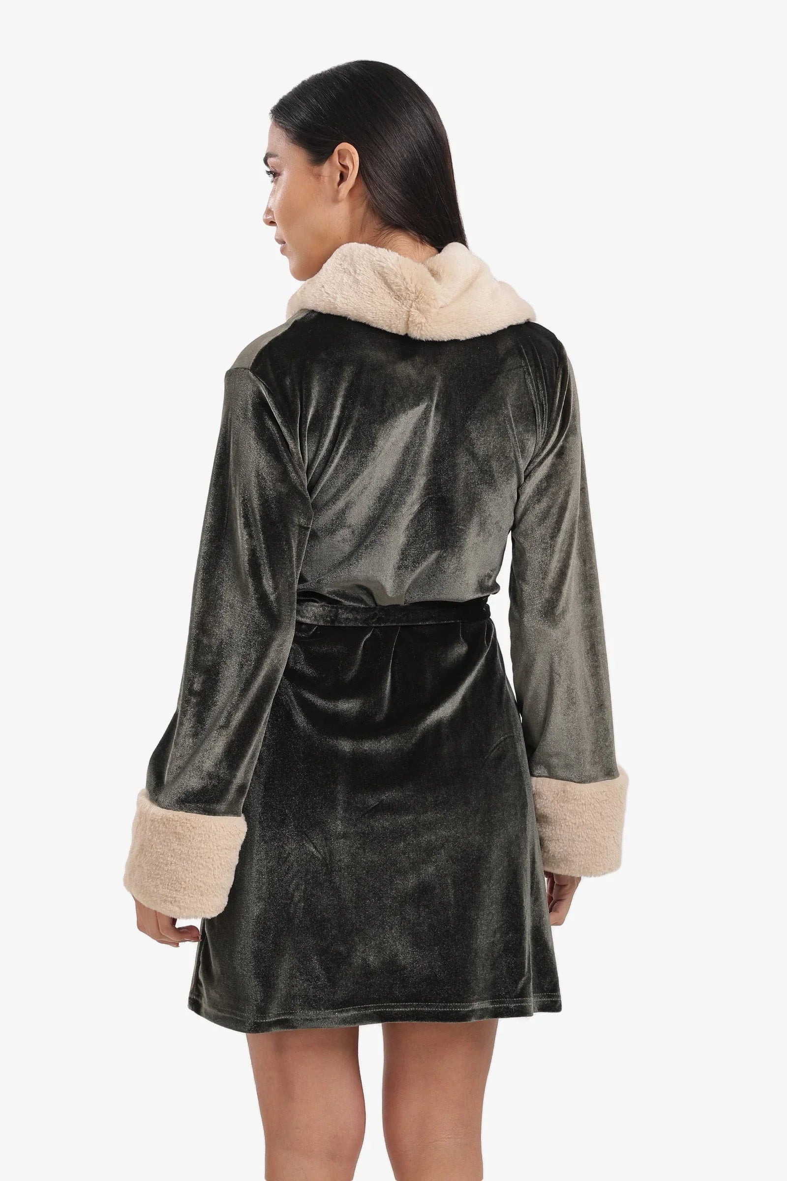 Carina - Velvet Robe with Fur Trim 13