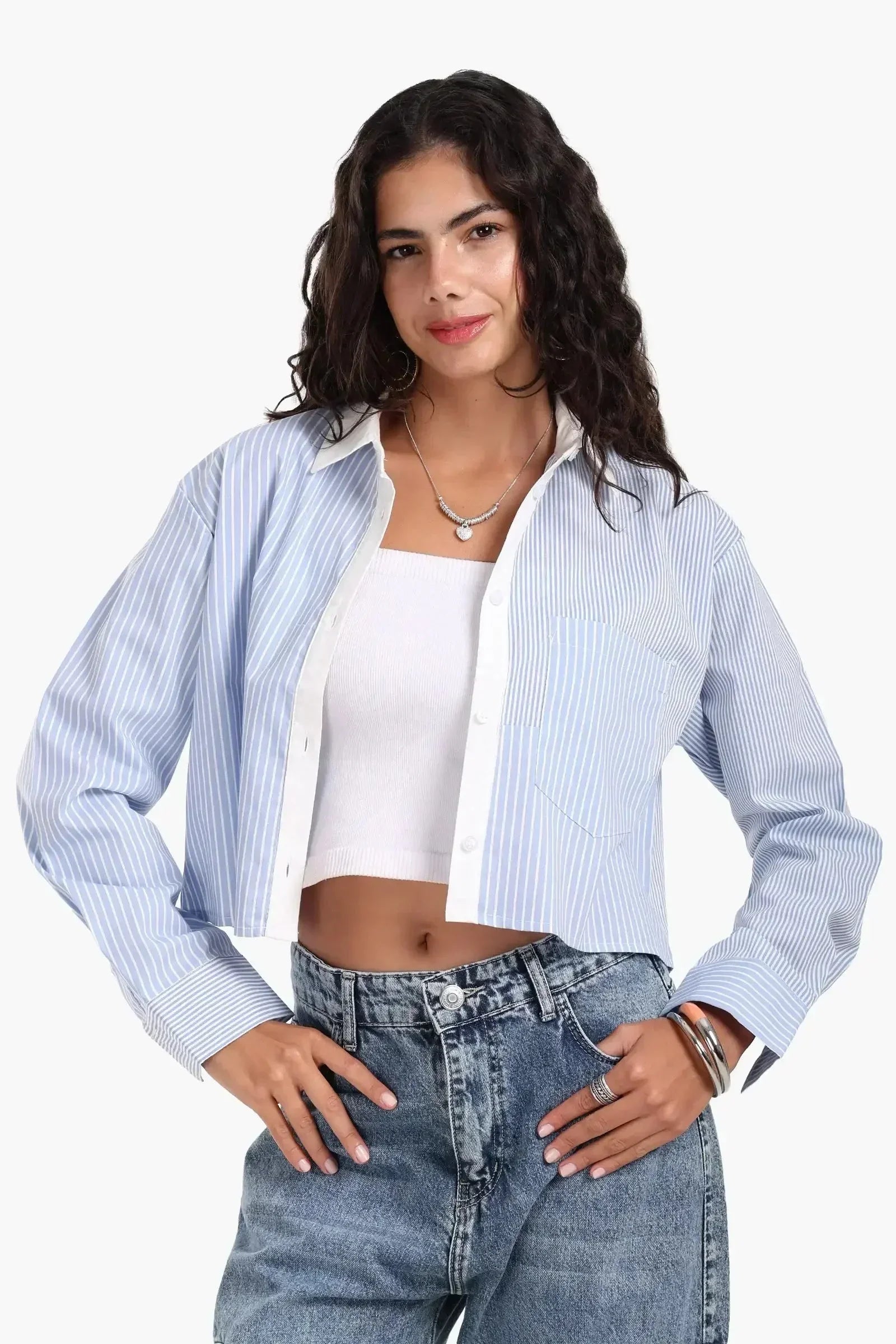 Carina - Blue and White Striped Shirt 1