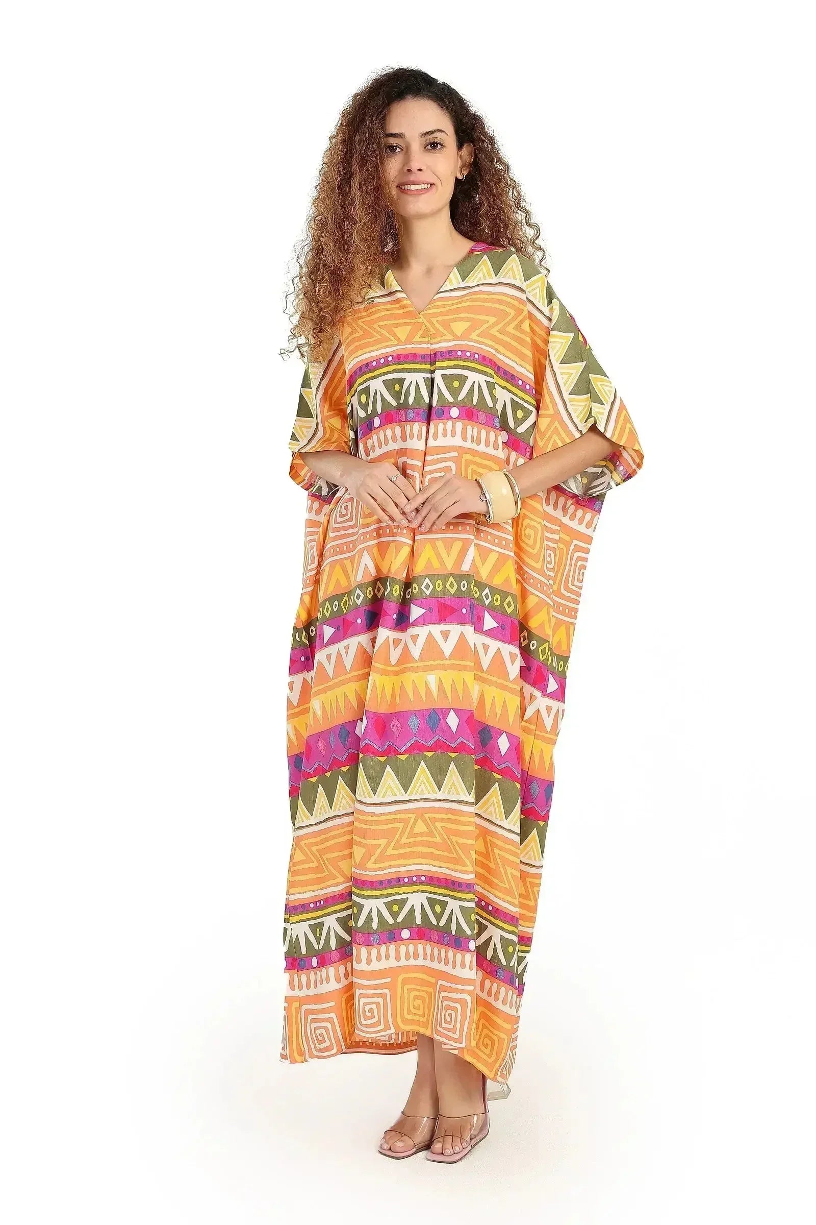Carina - Printed V-Neck Maxi Dress 1