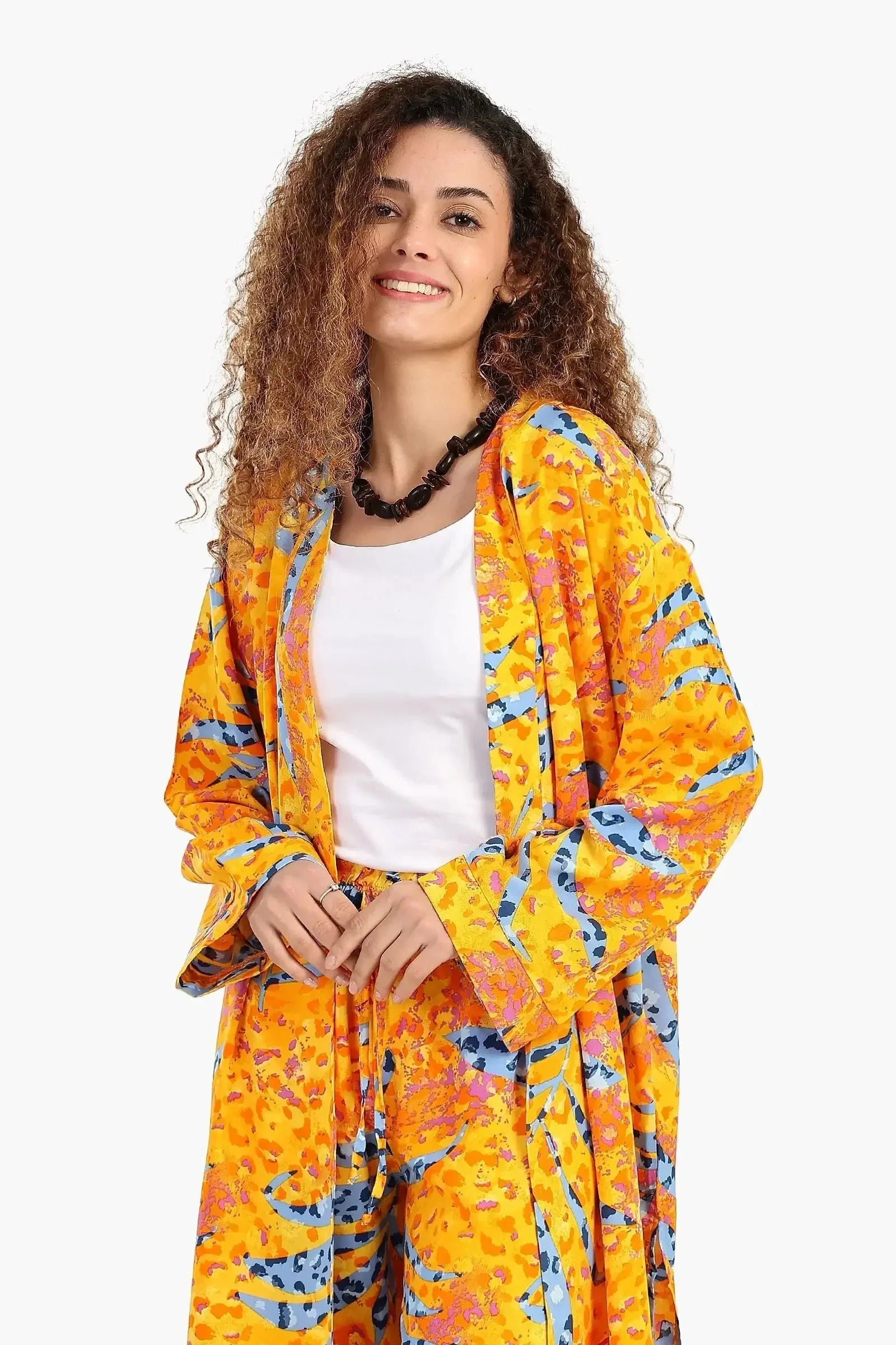 Carina - Printed Cardigan with Side Slits 1