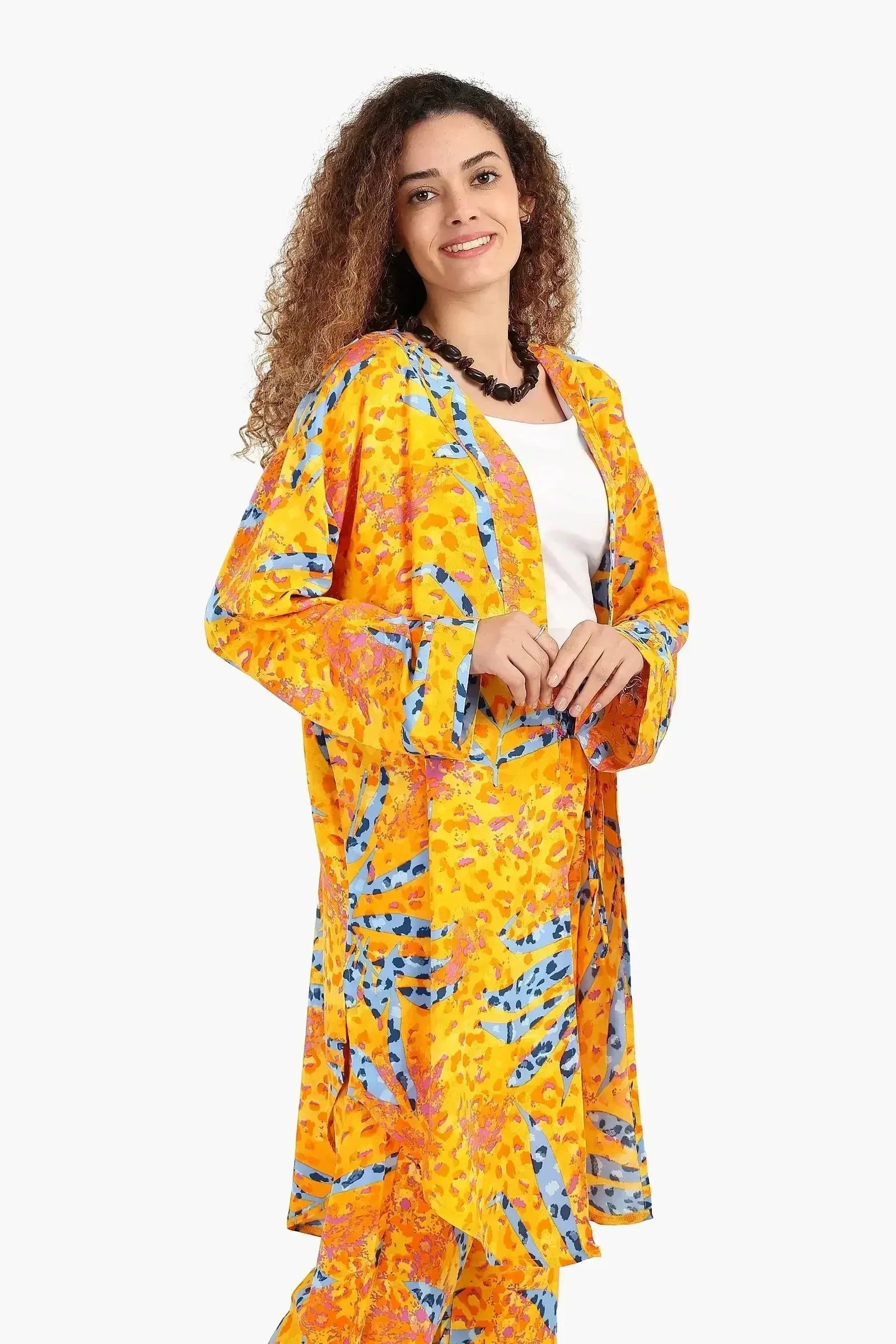 Carina - Printed Cardigan with Side Slits 2