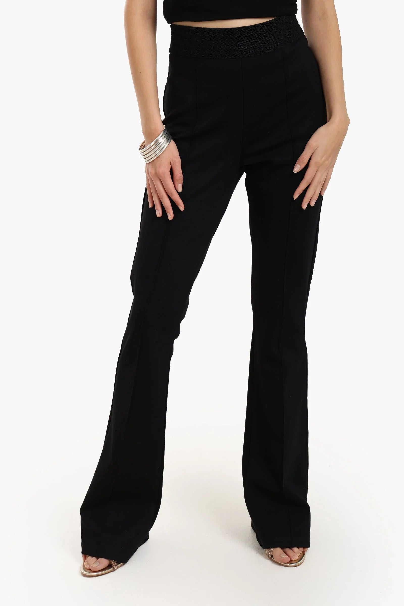 Clue - Black High Waist Piping Pants 1