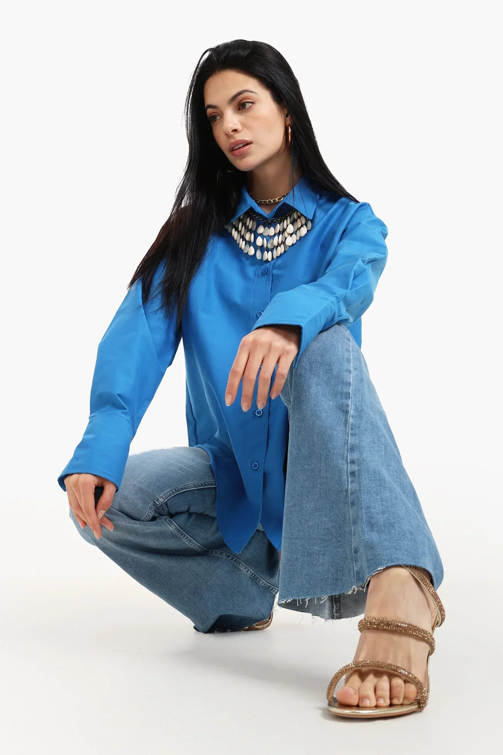Clue - Asymmetrical Viscose Relaxed Shirt 1
