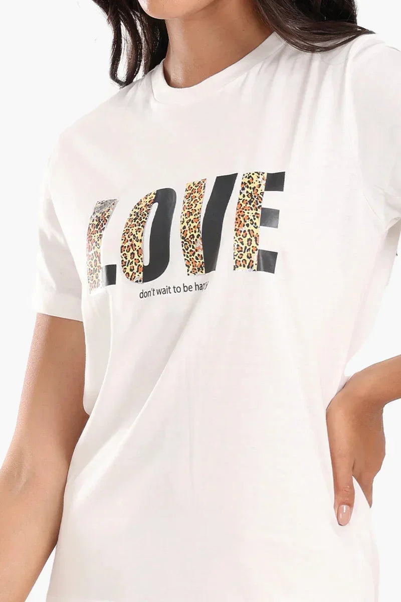Carina - "LOVE" Printed Cotton T-Shirt 5