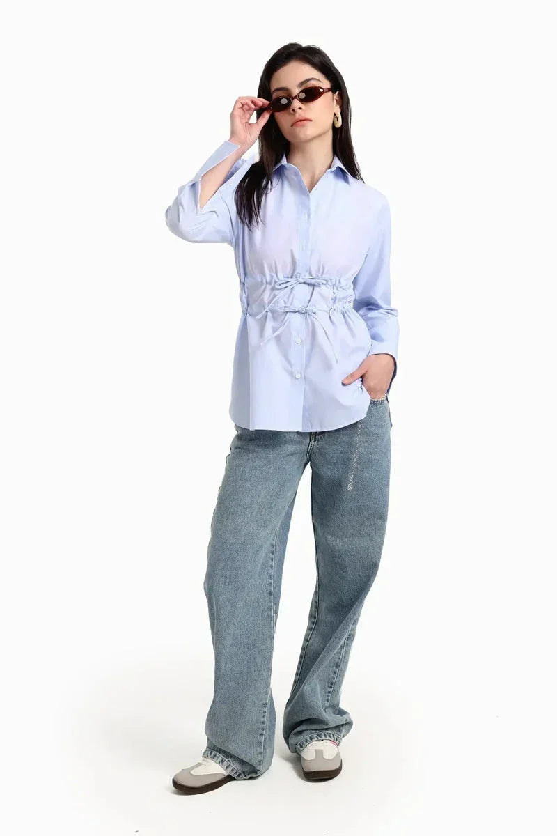 Carina - Striped Waist Drawstring Shirt 5