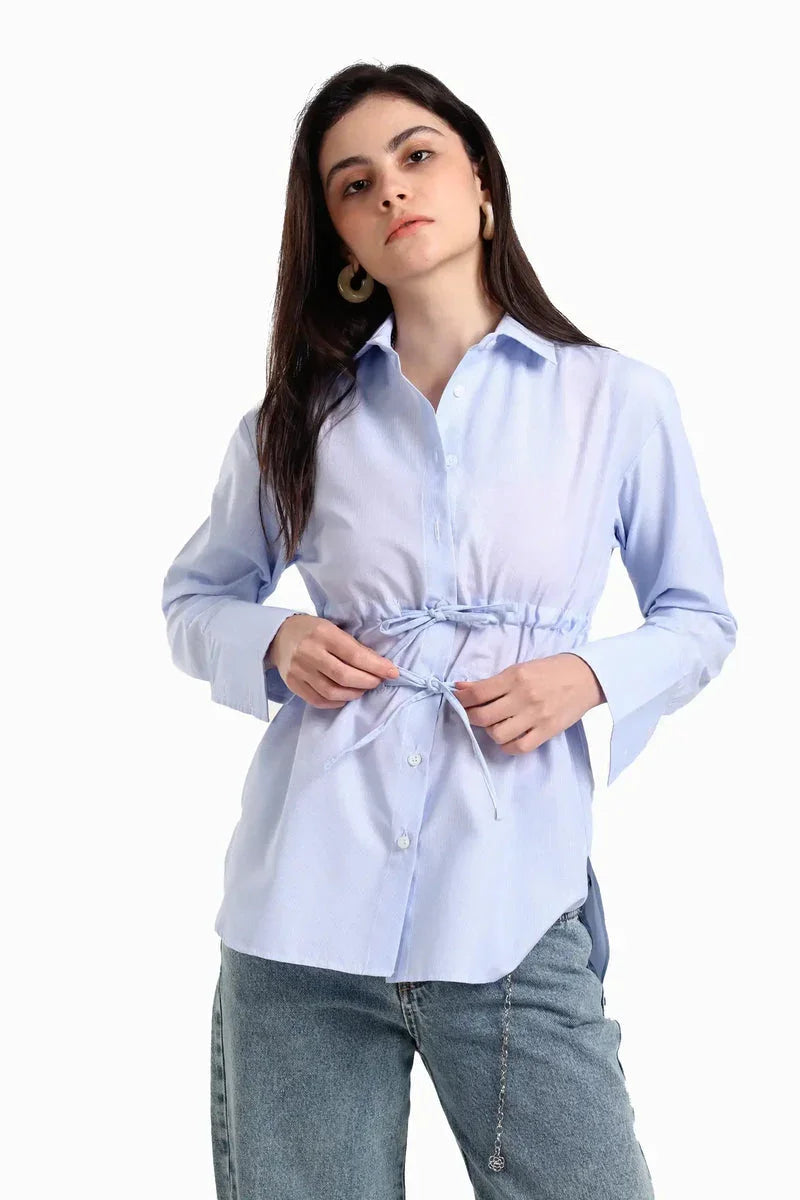 Carina - Striped Waist Drawstring Shirt 1