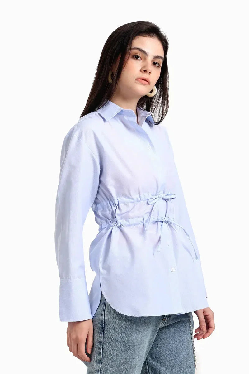 Carina - Striped Waist Drawstring Shirt 2