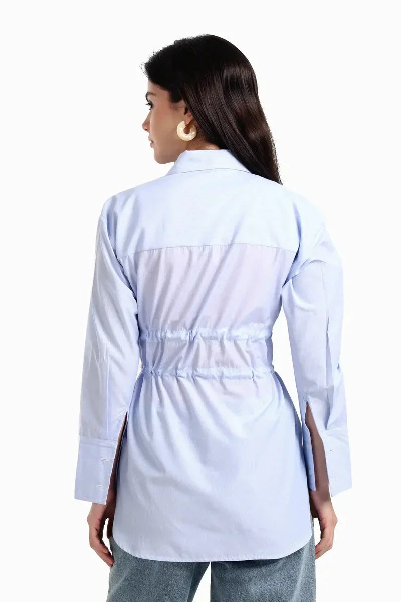 Carina - Striped Waist Drawstring Shirt 3