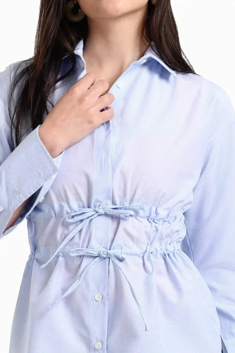 Carina - Striped Waist Drawstring Shirt 4