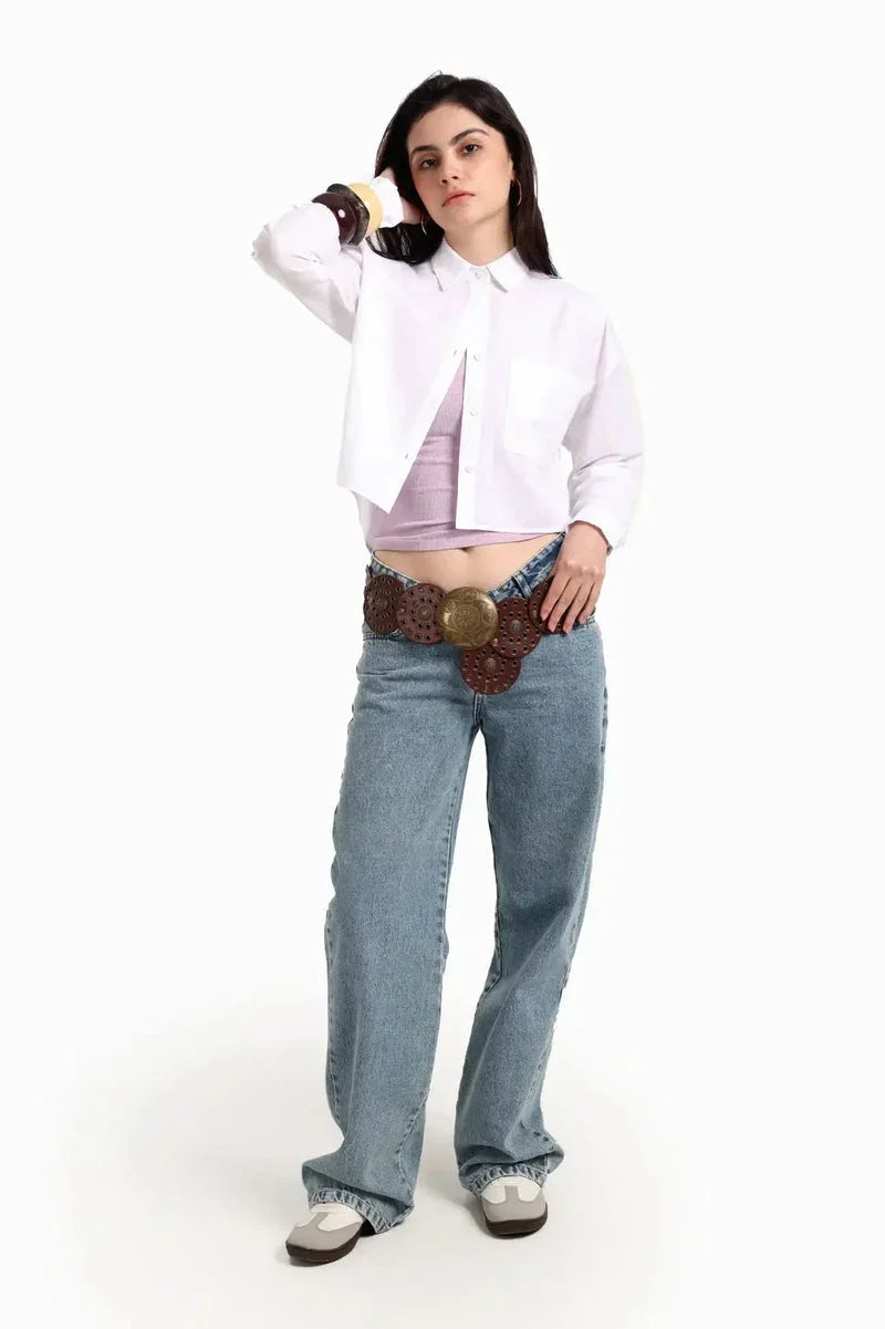 Carina - Long Sleeves Cropped Shirt 11