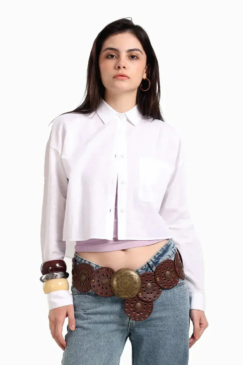 Carina - Long Sleeves Cropped Shirt 1